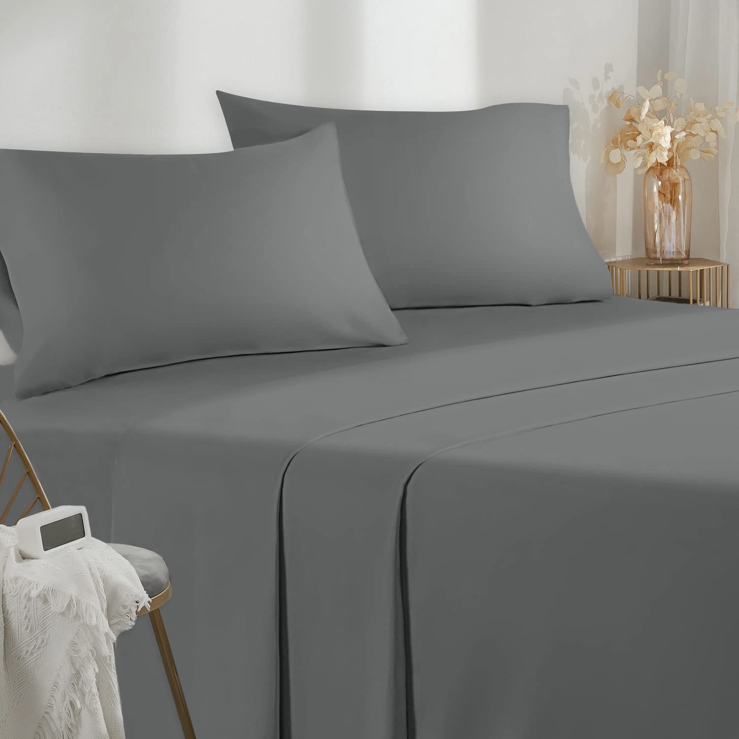 Set Lenzuola Con Angoli 30cm In Microfibra - Letto Matrimoniale 180x200 - Fantasia Marmorizzata Verde