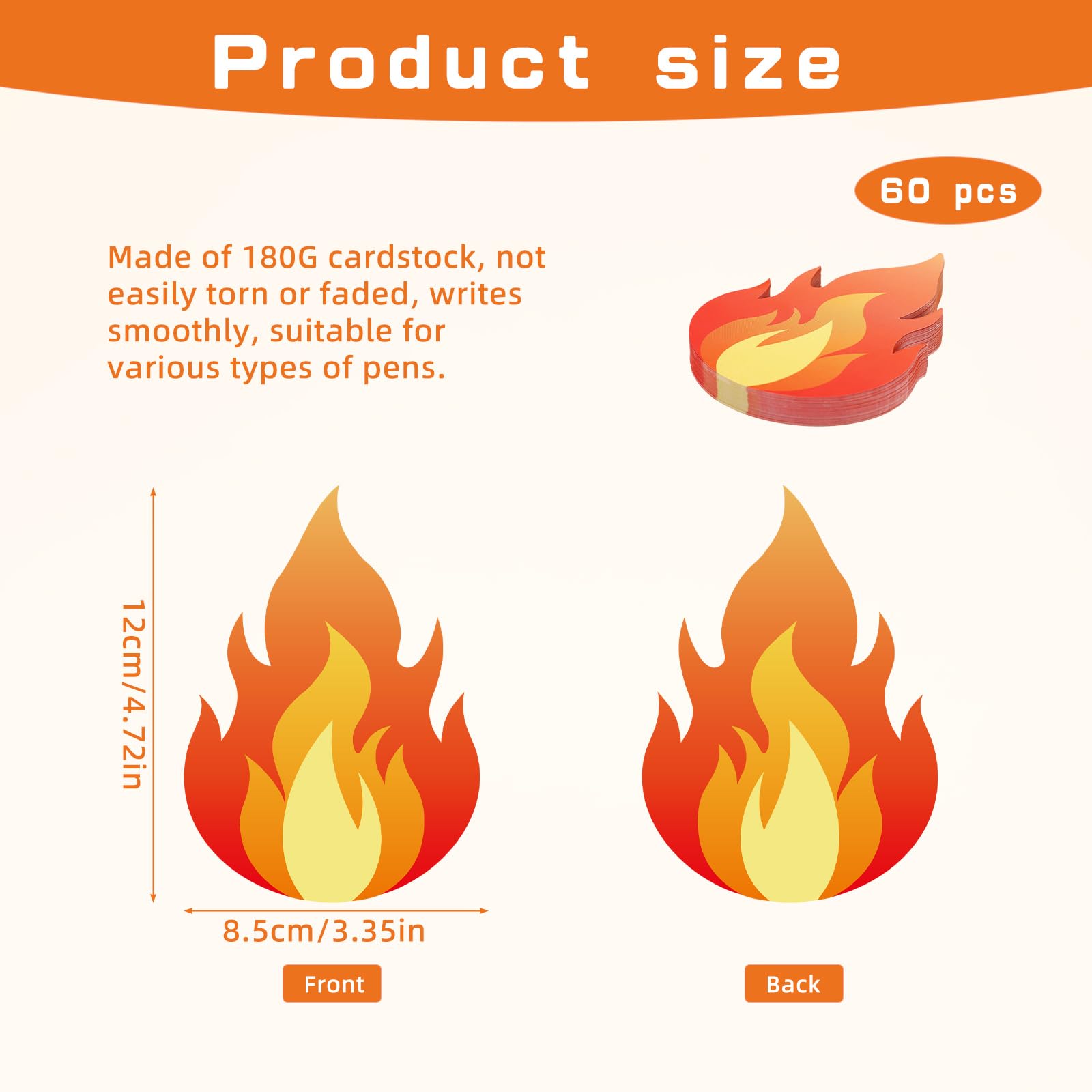 60pz Decorazioni Fiamme 12x8,5cm Carta Doppio Lato Sagome Fuoco per Bacheca Pompiere Tema Camion Decorazione Aule Artigianato