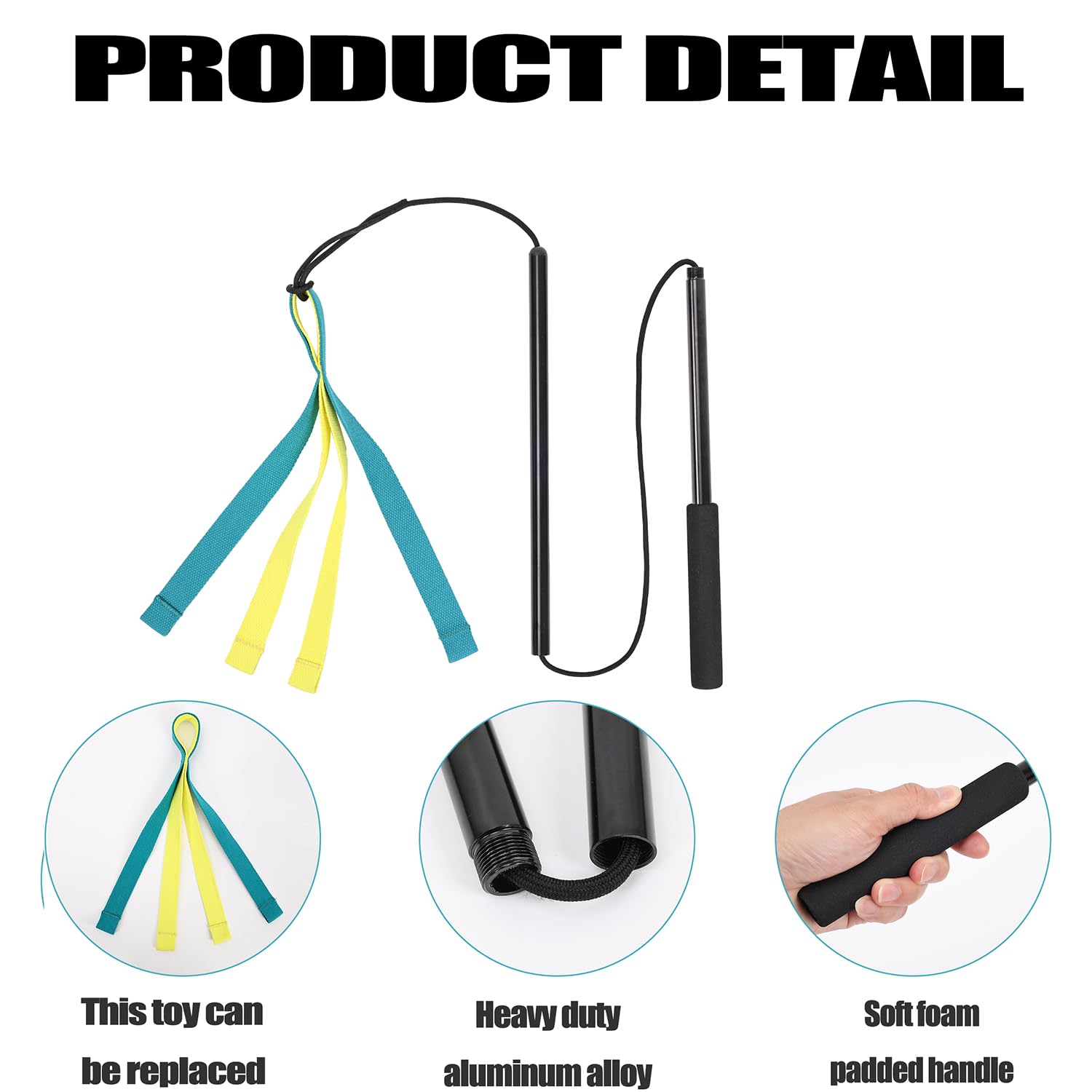 Flirt Pole for Dogs, Interactive Dog Toys Teaser Wand Play Pole with Fleece Rope Lure Chewing Toy for Small Medium Large Dogs Puppy Outdoor Exercise & Training