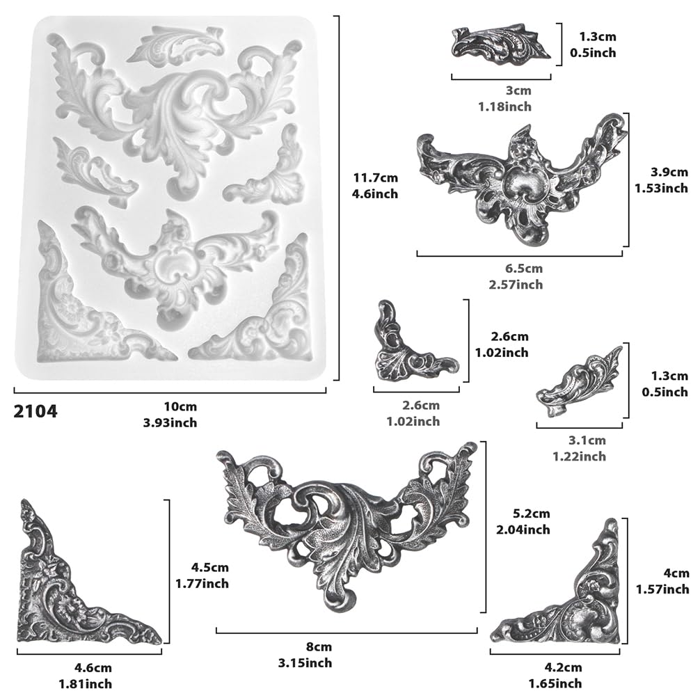 Funshowcase Cammeo curlicues Scroll Fondant Stampo silicone Sugarcraft decorazione torte, cupcake pasticceria decorazione biscotti gioielli argilla polimerica resina epossidica progetti di artigianato