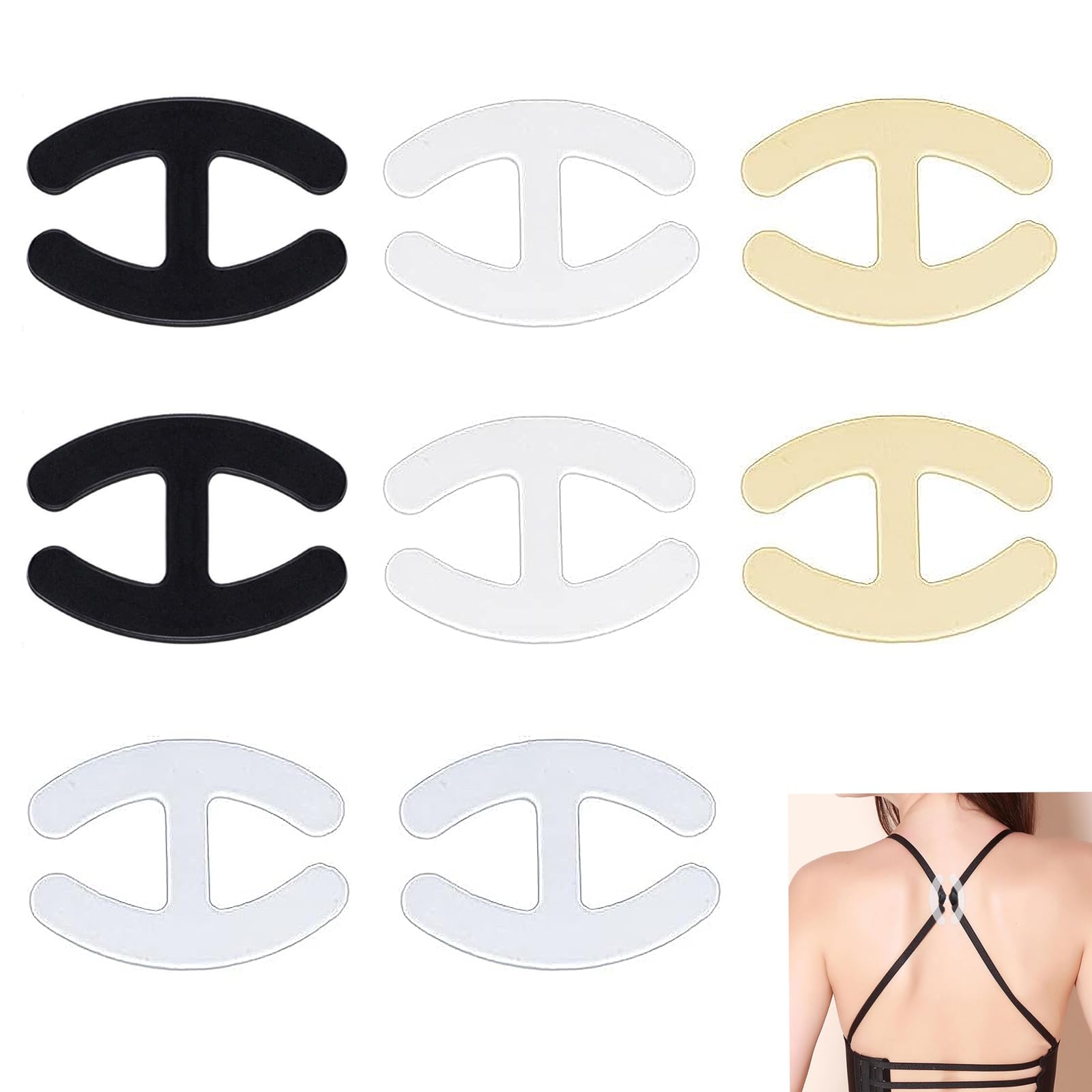 8 BH-Träger-Clips Im Set – Praktische Rückenclips Für Trägerlose Und Racerback-Oberteile, Hautfreundlich, Unsichtbar, In 4 Farben, Einfache Handhabung, Für Damen