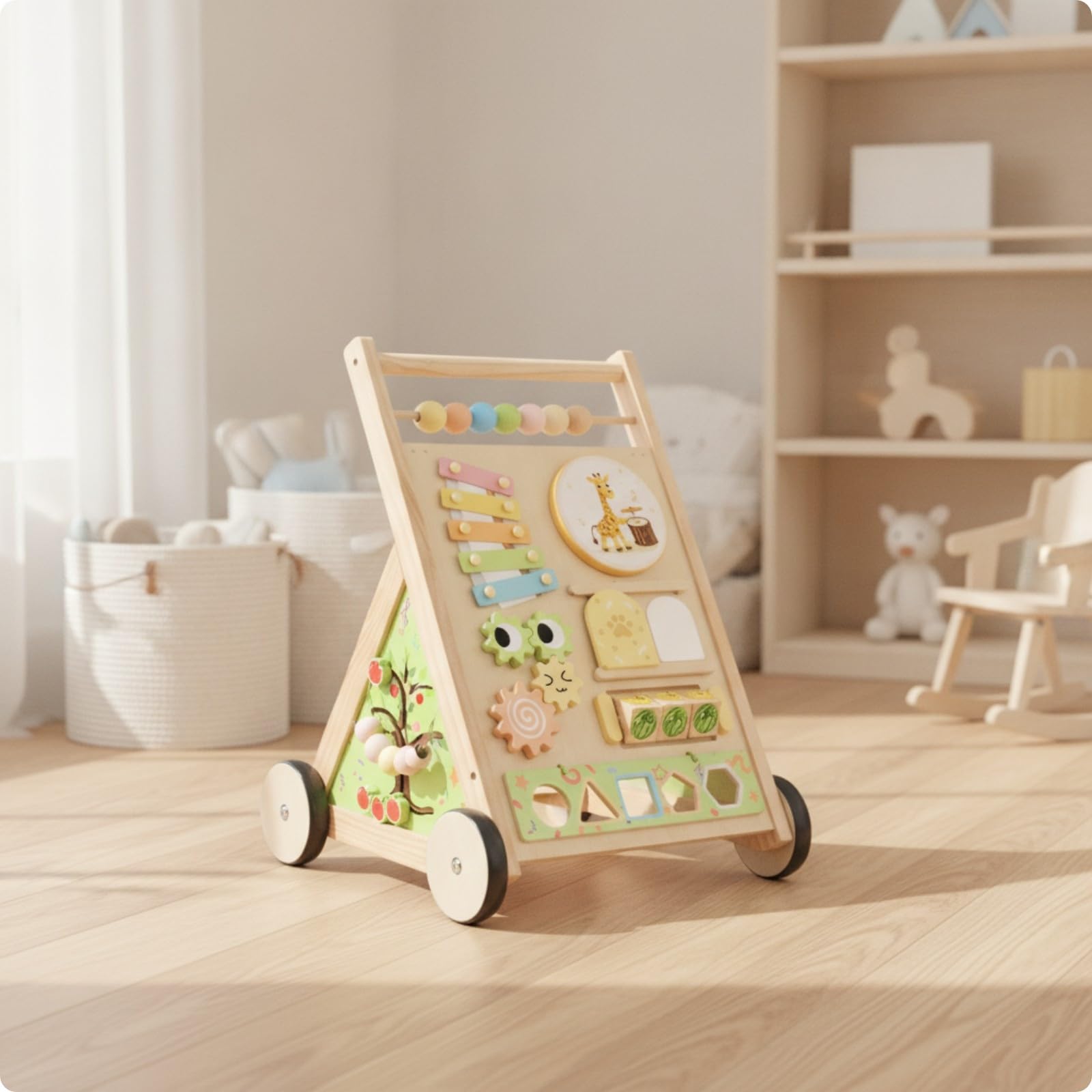Amagogo Camminatore per Bambini in Legno Robusto | Telaio Aperto Resistente, Attività per primi passetti, a Spinta in Legno, Tempo di Apprendimento pervisionato, Stile A