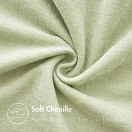 Image of MIULEE Pack of 2 Spring Light Green Couch Throw Pillow Covers 12x20 Inch Soft Chenille Lumbar Pillow Covers for Sofa Living Room Solid Dyed Cases