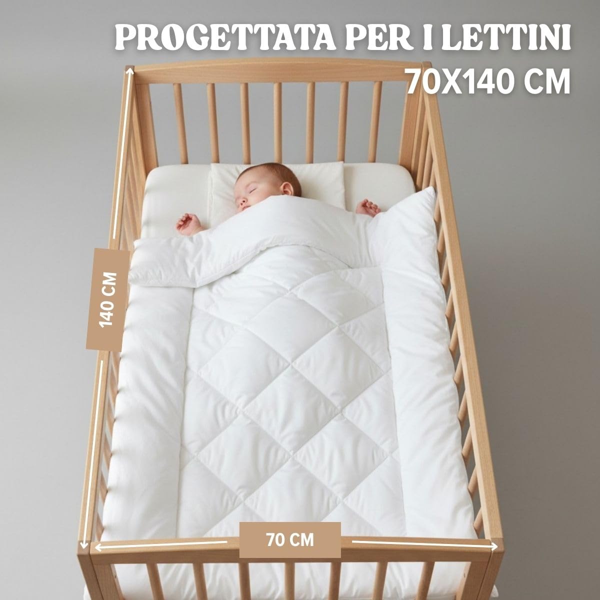 DREAMWAY Piumino per Bambino 300 g/m² – 100x135 cm per Lettino70x140 cm – Anallergico, Antiacaro, Morbido e Traspirante – 100% Microfibra – Certificato OEKO-TEX®