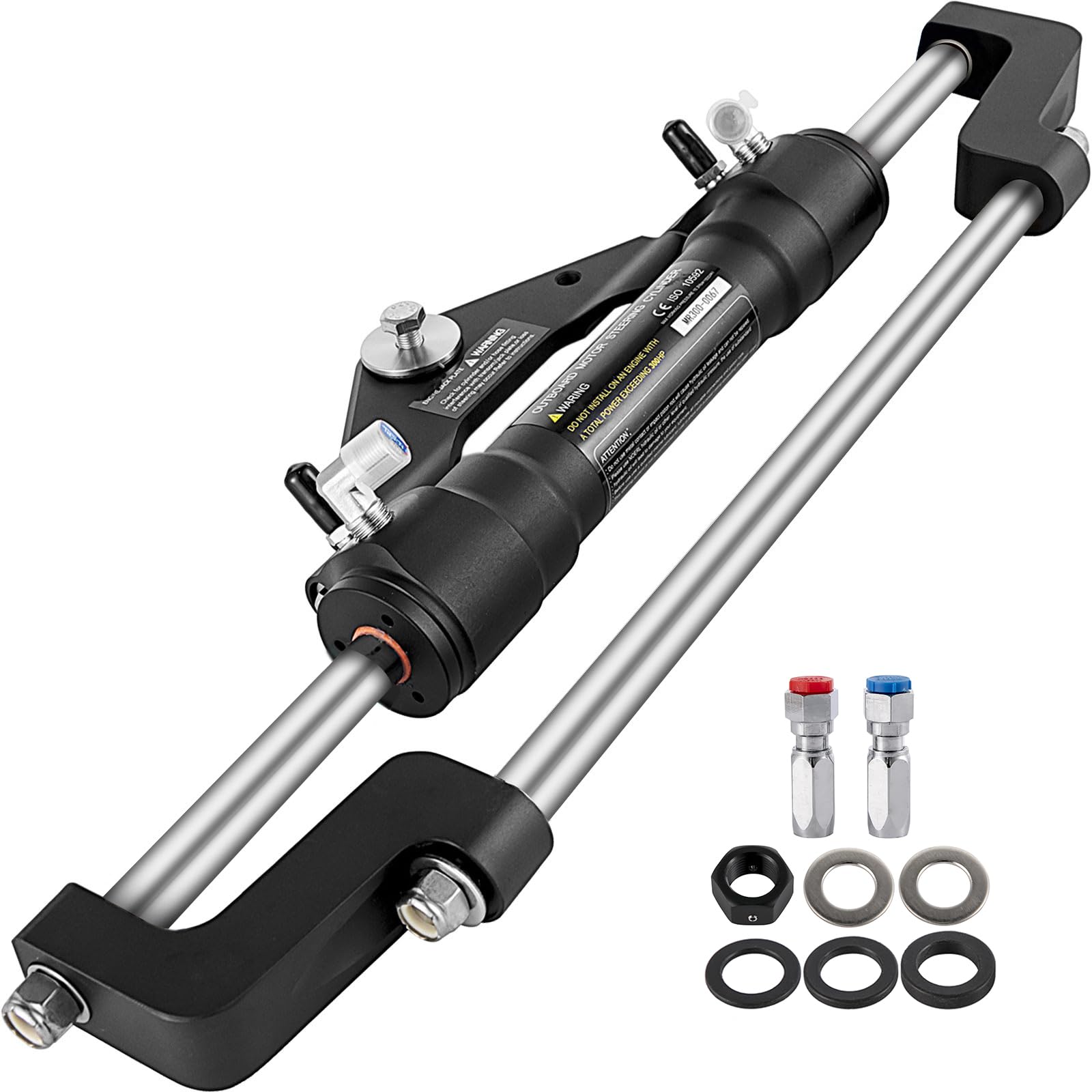 VEVOR Cilindro dello Sterzo Idraulico 300HP, Sterzo Idraulico Montaggio Frontale Kit Sterzo Idraulico Marino Fuoribordo Senza Tubo Idraulico e Timone per Sistema di Sterzo per Barche Fuoribordo