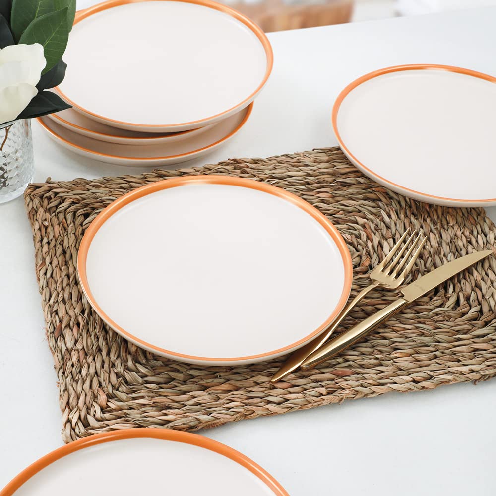 Keramika Nordic Gold Mat Krem Pasta Tabağı 22 Cm 6 Adet