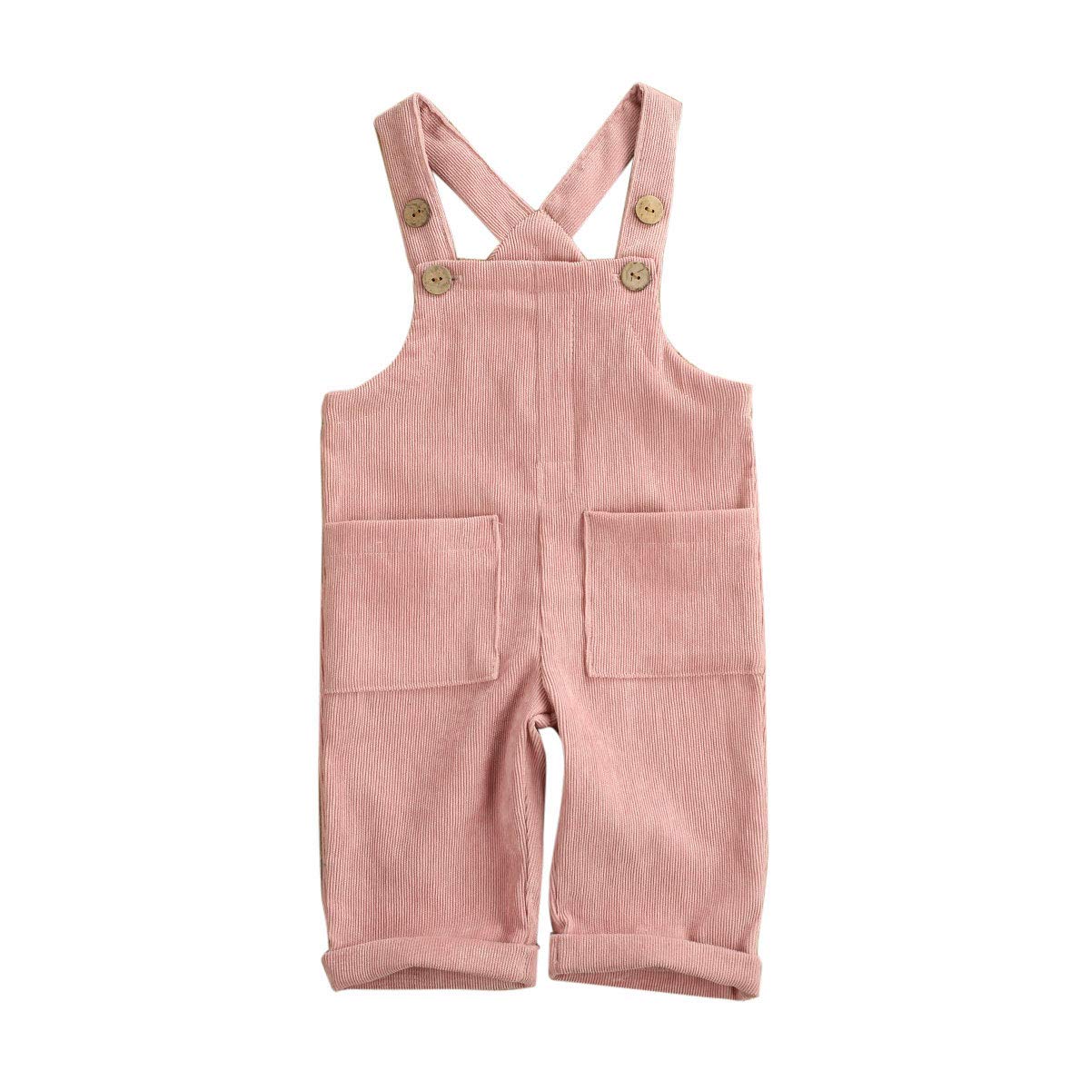 Unisex Clothes Toddler Baby Girl Boy Solid Romper Overalls One Piece Bodysuit Suspender Jumpsuit Bib Pants Velvet Outfit B-Pink