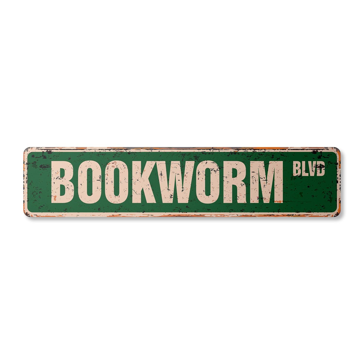 Bookworm Vintage Plastic Street Sign Book Worm Library Read e-Reader | Indoor/Outdoor | 18" Wide