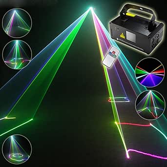 Professional RGB Laser Party Lights,Sound Activated DJ Disco Light,DMX512 Remote Control Scanner Beam Effect Lazer Projector Lighting for Show KTV Bar Club School Dances Corporate Event Mobile DJs