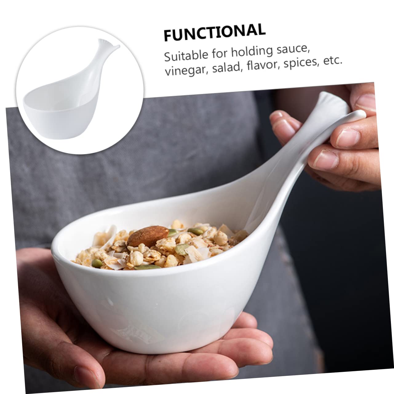 Cabilock White Ceramic Sauce Bowl Small Plate Fruit Bowl Serving Dish Multifunctional Relish Plate