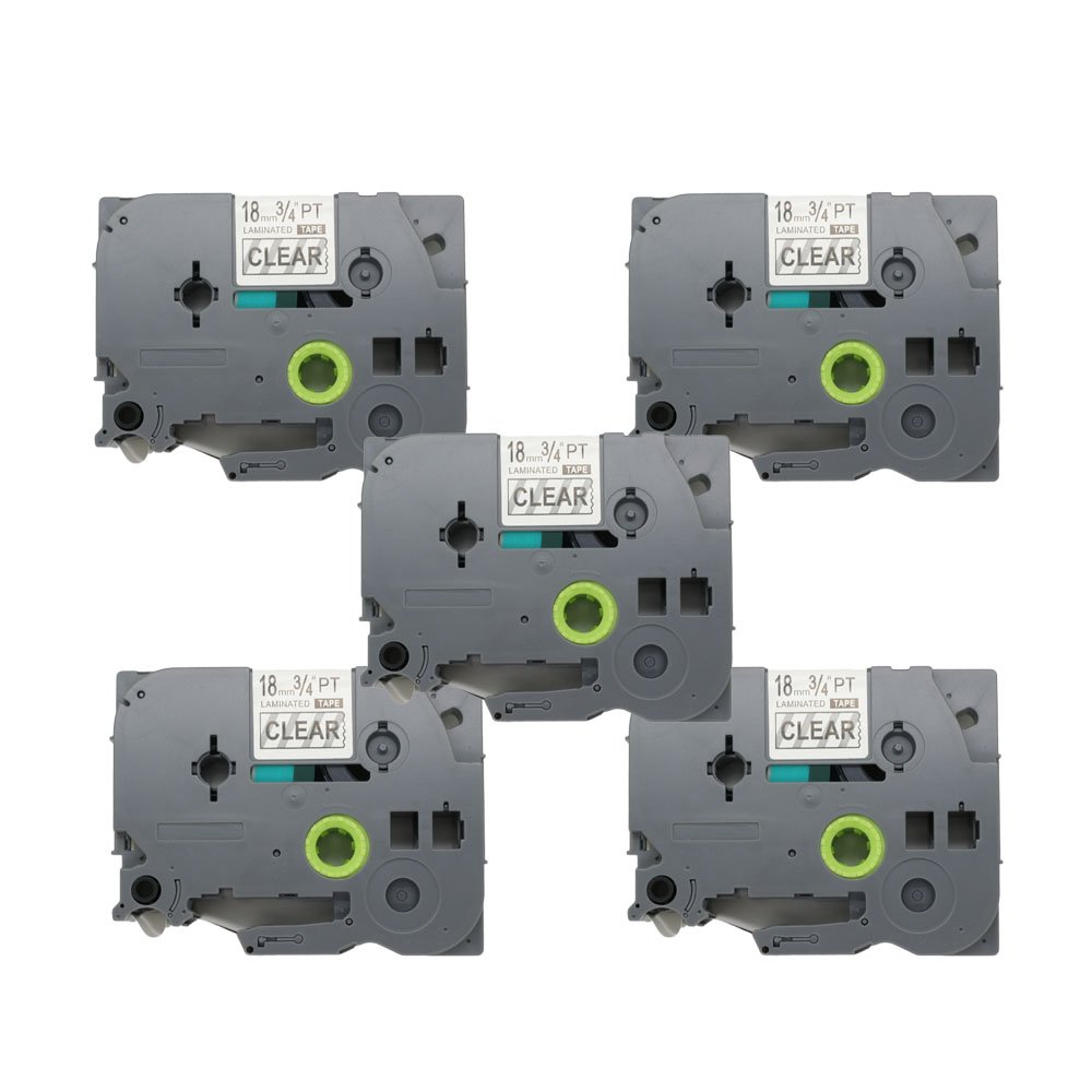 BROVACS 5 Pack Black on Clear Label Tape Compatible for Brother P-Touch TZ 141 TZe 141 18mm 3/4" OPA1114x5