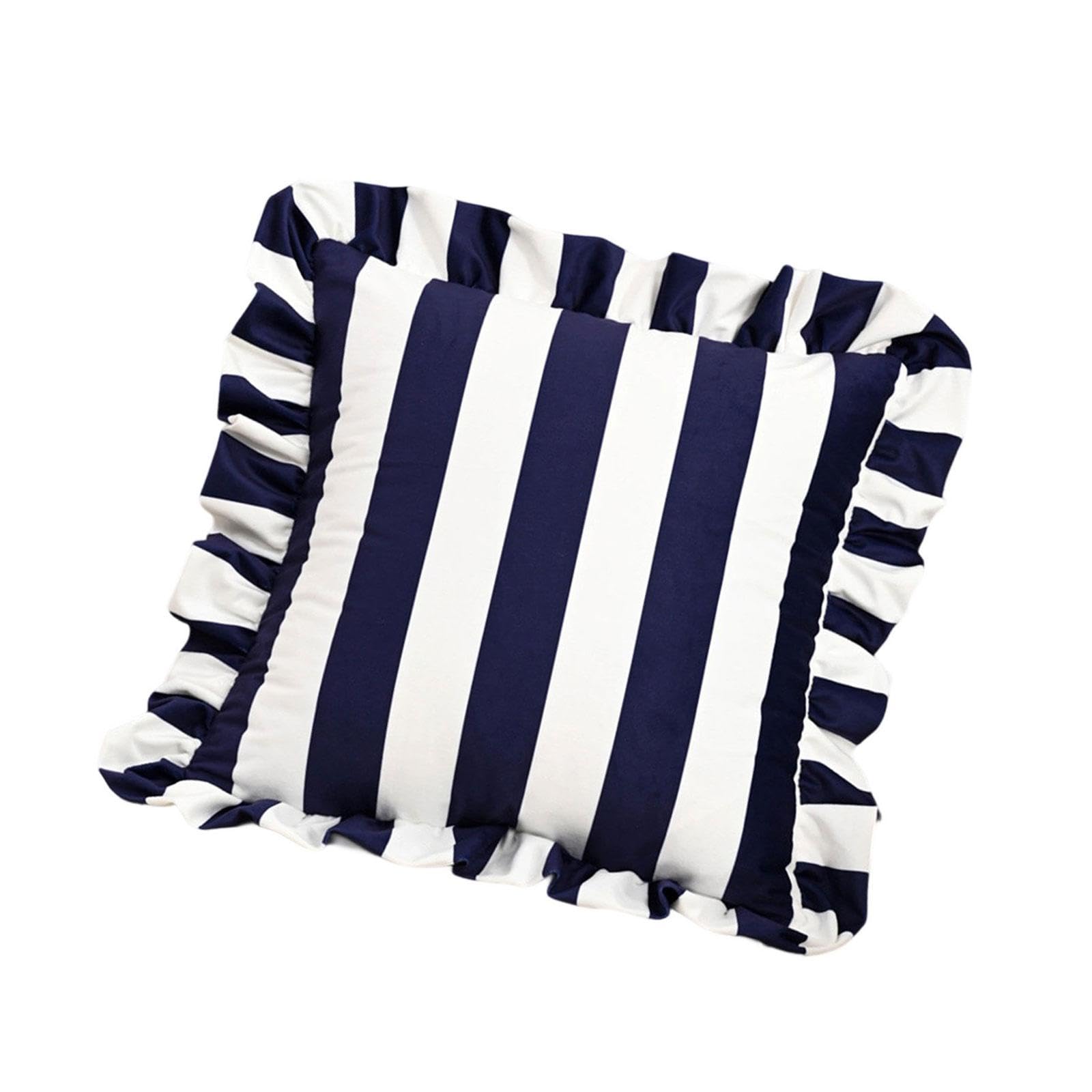 Linvimia C Decorative Ruffled Trim Pillowcase Velvets Striped Design Square Throw Pillow Over Ushion Over Sofa Bedroom Accent Striped Pillowcase