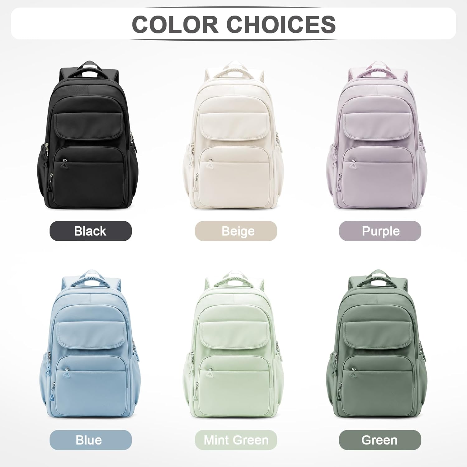 Cute Black School Backpack for Teens Girls Boys Waterproof School Bag Basic Backpack for College Students Multi Pocket Backpack Lightweight Casual Daypack Backpacks for Women Men - Image 5