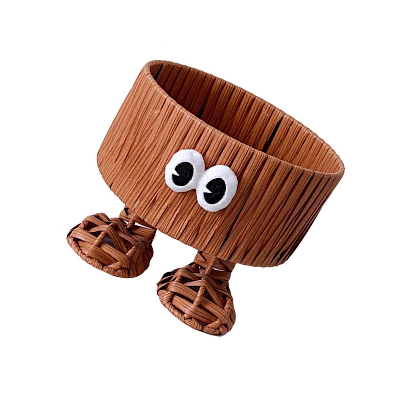 Whoasyst Fashionable Imitation Rattan Organizers Basket Portable Accessory for Household Clutters and Laundry Management Dorm Room Organizers