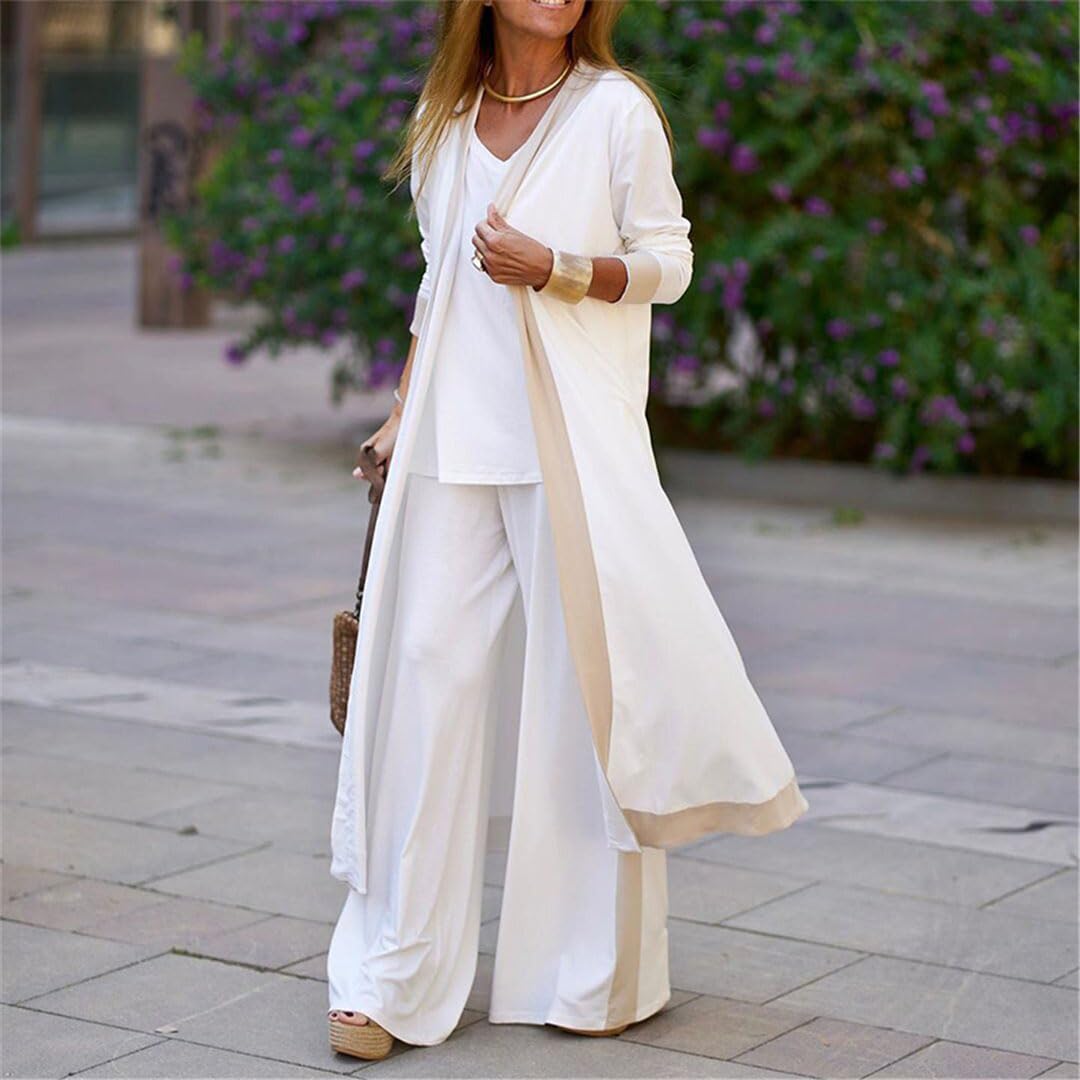 Conjunto Informal De Tres Piezas para Mujer, Pantalones Rectos con Cuello En V para Oficina, Traje De 3 Piezas