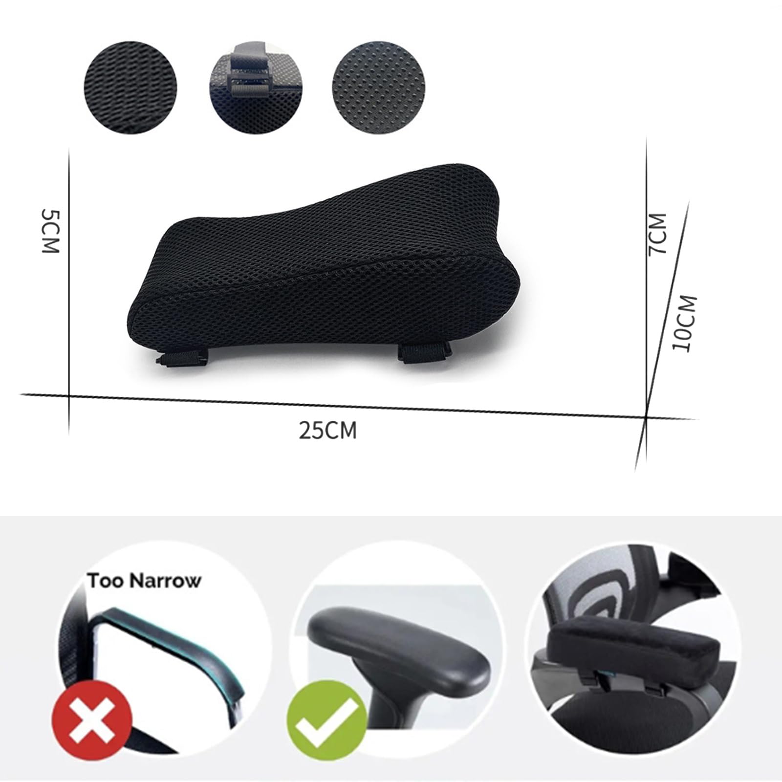 Cuscino ergonomico per copribraccioli per sedia ufficio Braccioli imbottiti per braccioli,per sedia da scrivania, sedia a rotelle, morbido cuscino a gomito, confortevole e rimovibile