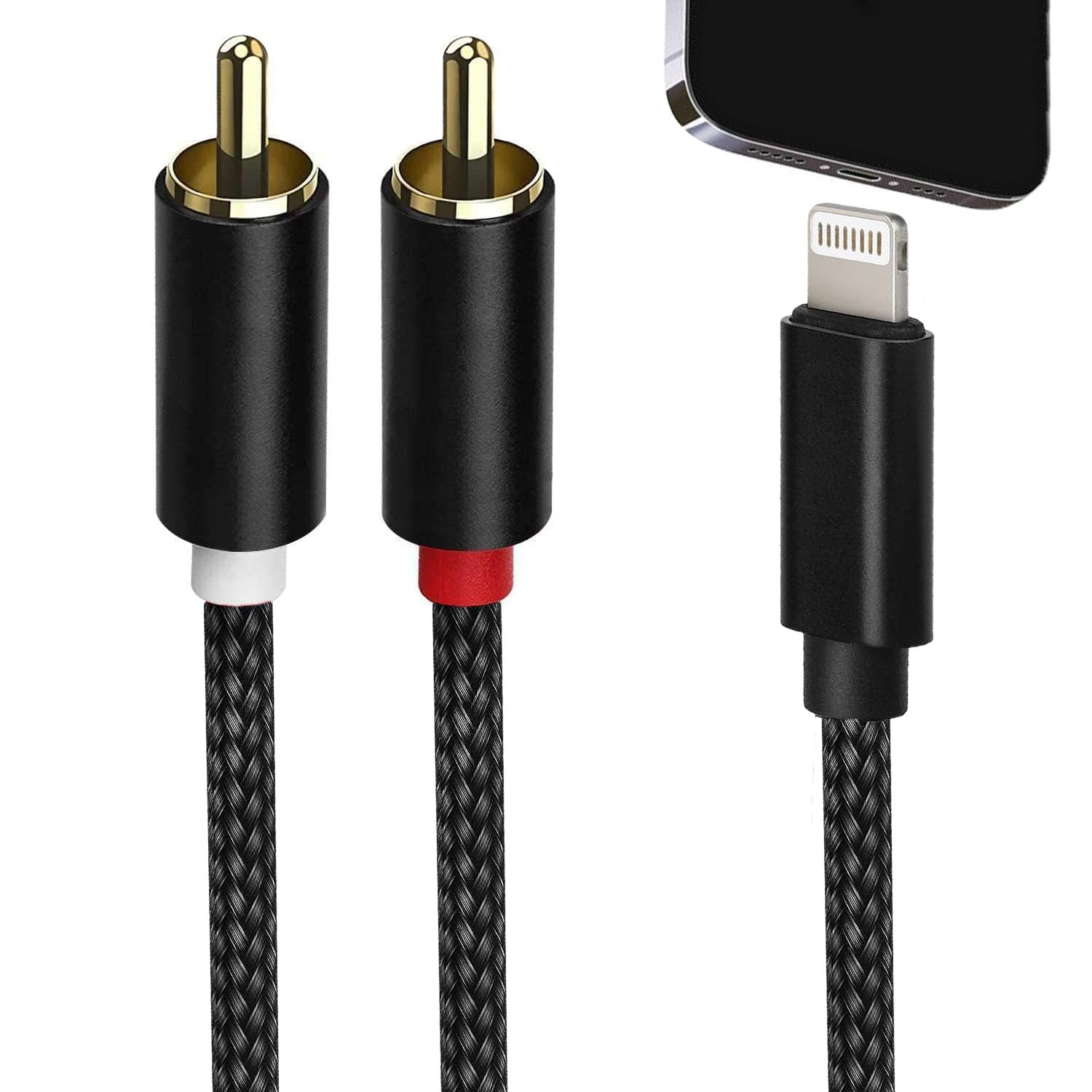 Photo 1 of [Apple MFi Certified] Lightning to RCA Cable Audio Aux Adapter?2-Male Y Splitter Aux Cord Compatible with iPhone 14 13 12 11 Pro XS XR X 8 7 for Amplifier, Car, Home Theater, Speaker and More (6FT)