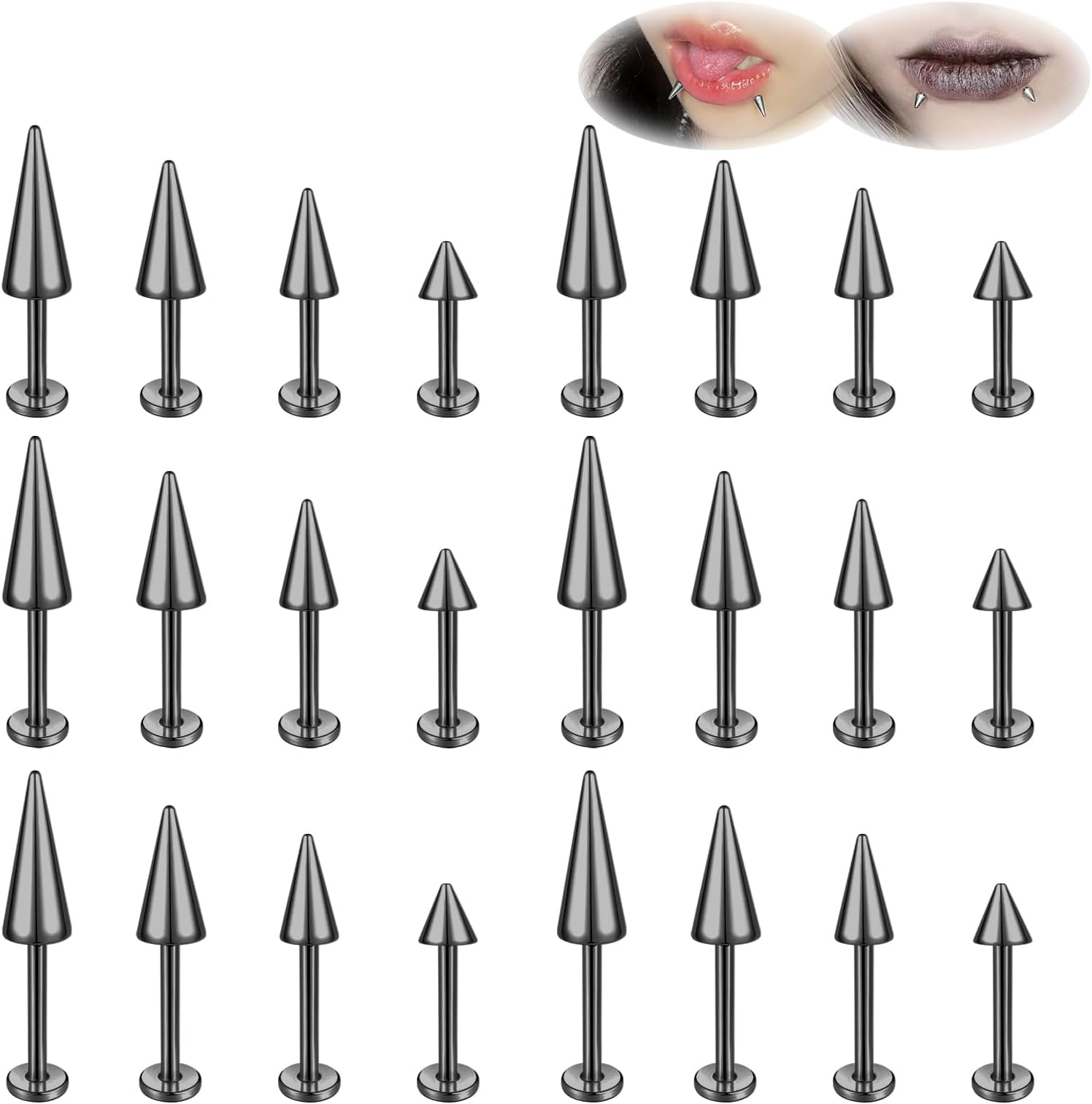 ZS20G Spike Nose Rings Studs, 18G Stainless Steel Spike Stud Earrings, 16G Septum Lip Rings Cartilage Tragus Helix Piercing for Women Men