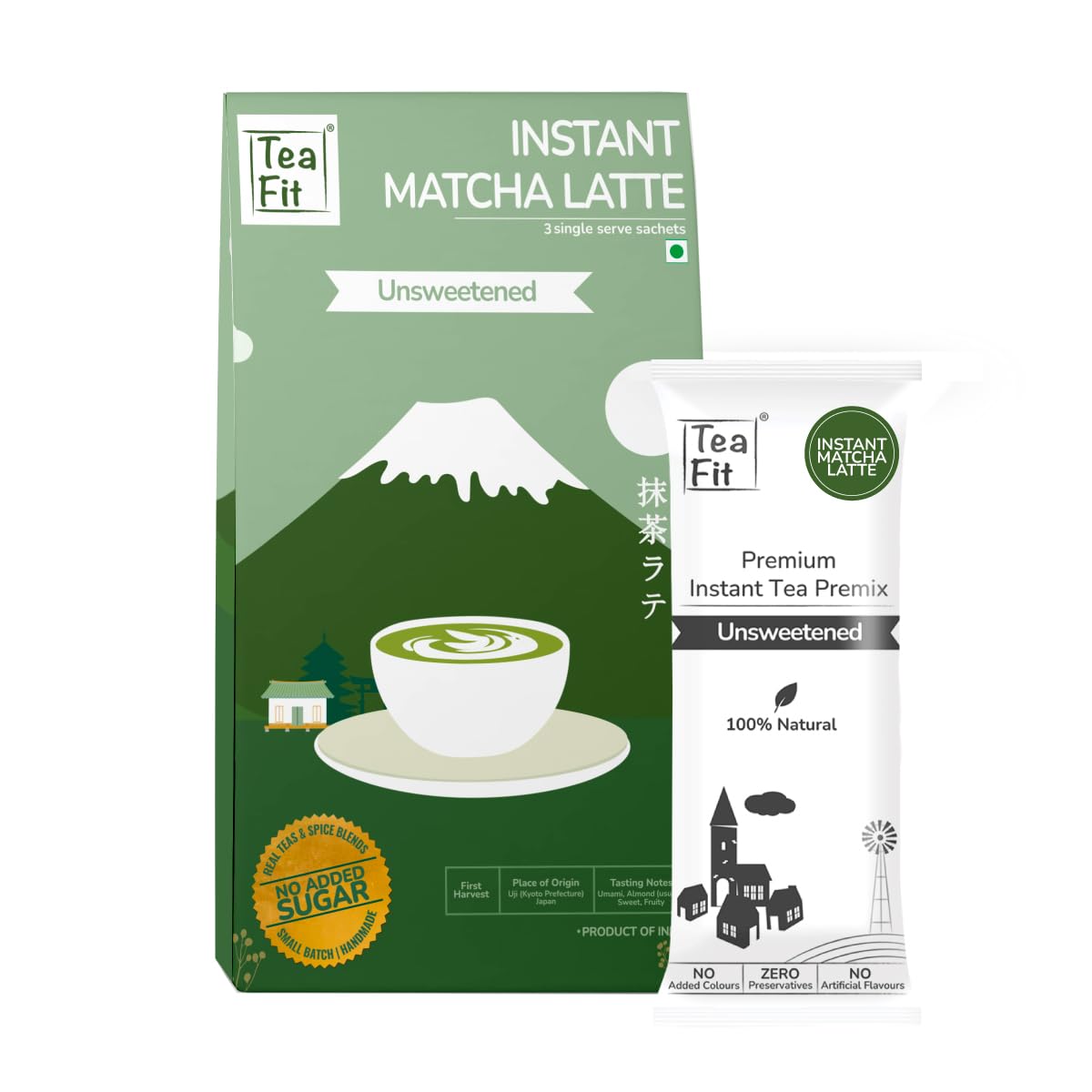 TeaFit Premium Zero Sugar Instant Matcha Latte Pack of 3 Sachets (54gm) | Refreshing Instant Ceremonial Uji Matcha Latte Premix | Sourced from Japan | With Unsweetened Milk Blend | Diabetic Friendly (B0D2DGB2HD) Amazon Price History, Amazon Price Tracker