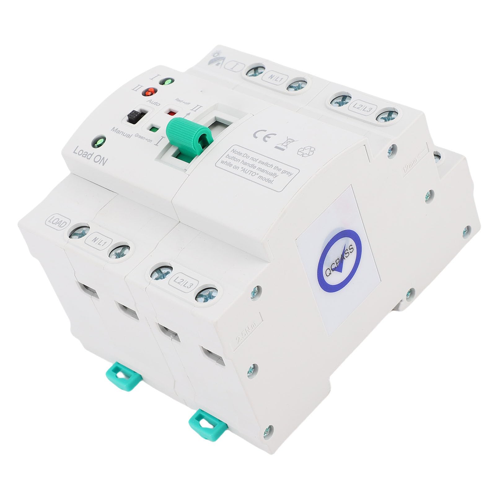Ejoyous Interruptor de Transferencia Manual Automático Mini ATS, Interruptor Selector de Potencia Dual 4P 80A, Carcasa Retardante de Llama para PC, Transferencia de 20 Ms, Montaje en Riel DIN para