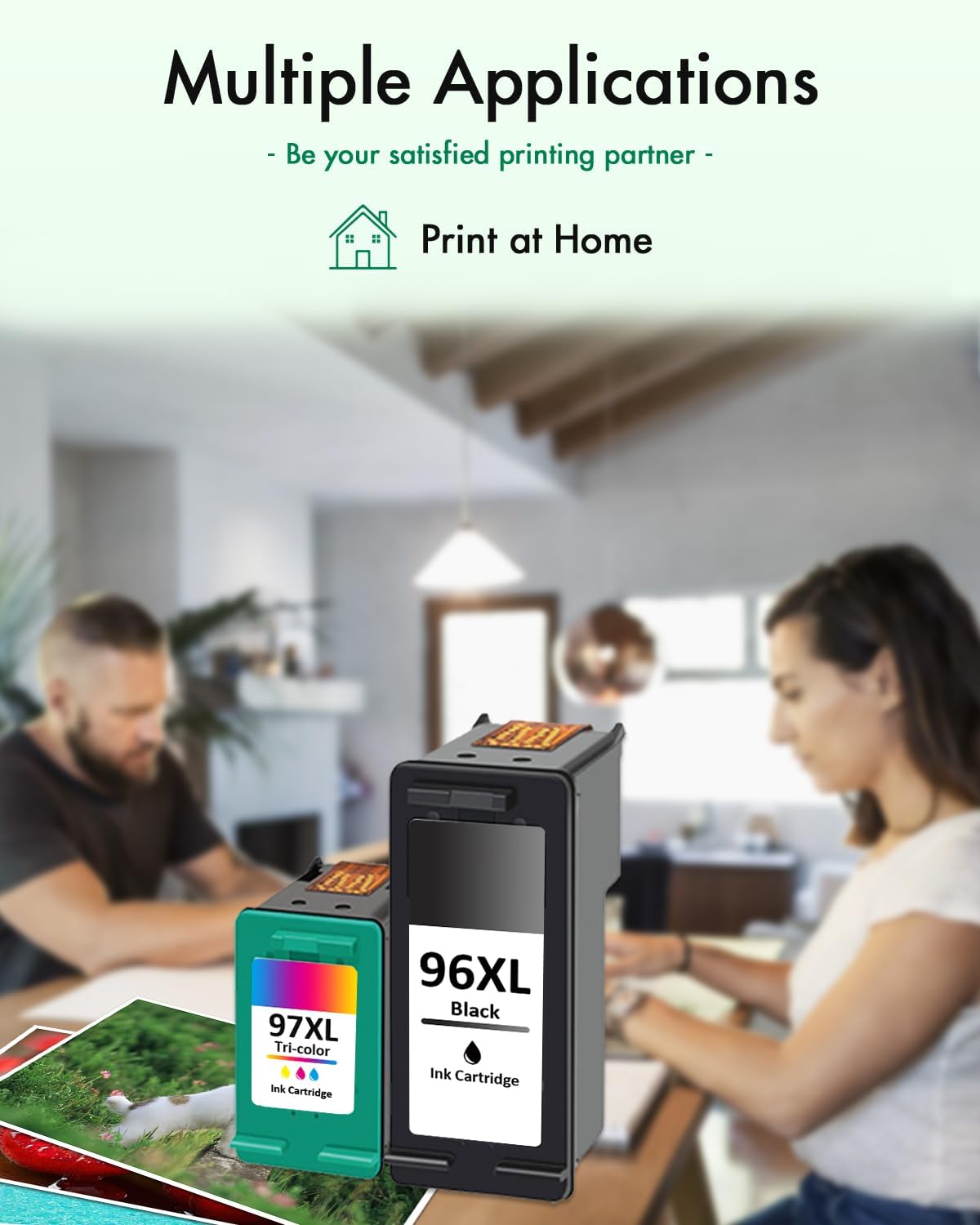 96XL 97XL Ink Cartridges Black Color Combo Pack (2-Pack 1Black/1Tri-Color) Replacement for HP 96 97 XL Ink for Officejet 7310 7210 7410 Deskjet 6940 6980 5940 PhotoSmart 8050 8450 2610 Printers
