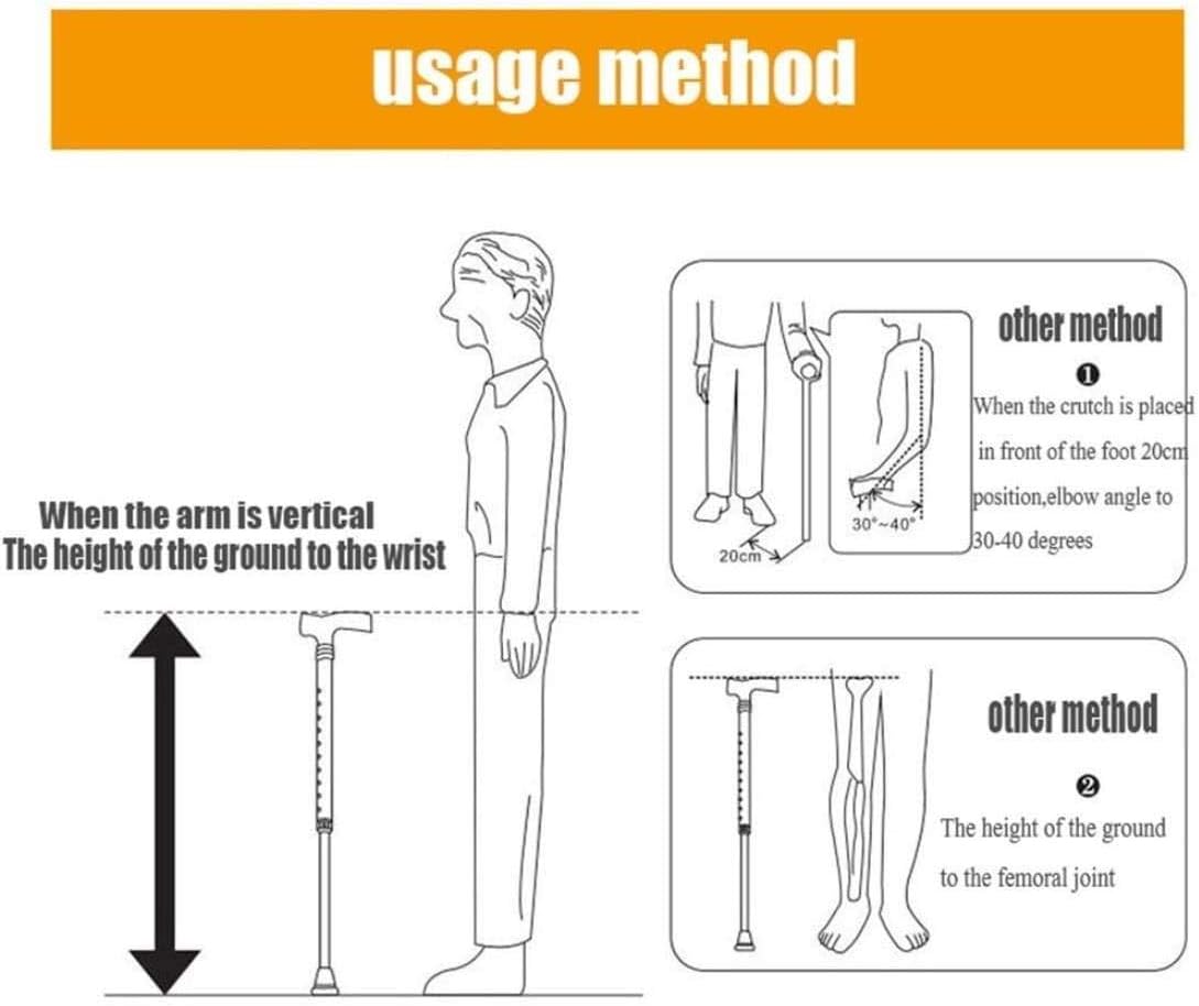 ウォーキングスティックスティックスティックテレスコピック安定しない滑り止め軽量の高さ調整可能な黄金色、杖障害老人老人老人関節炎の高齢