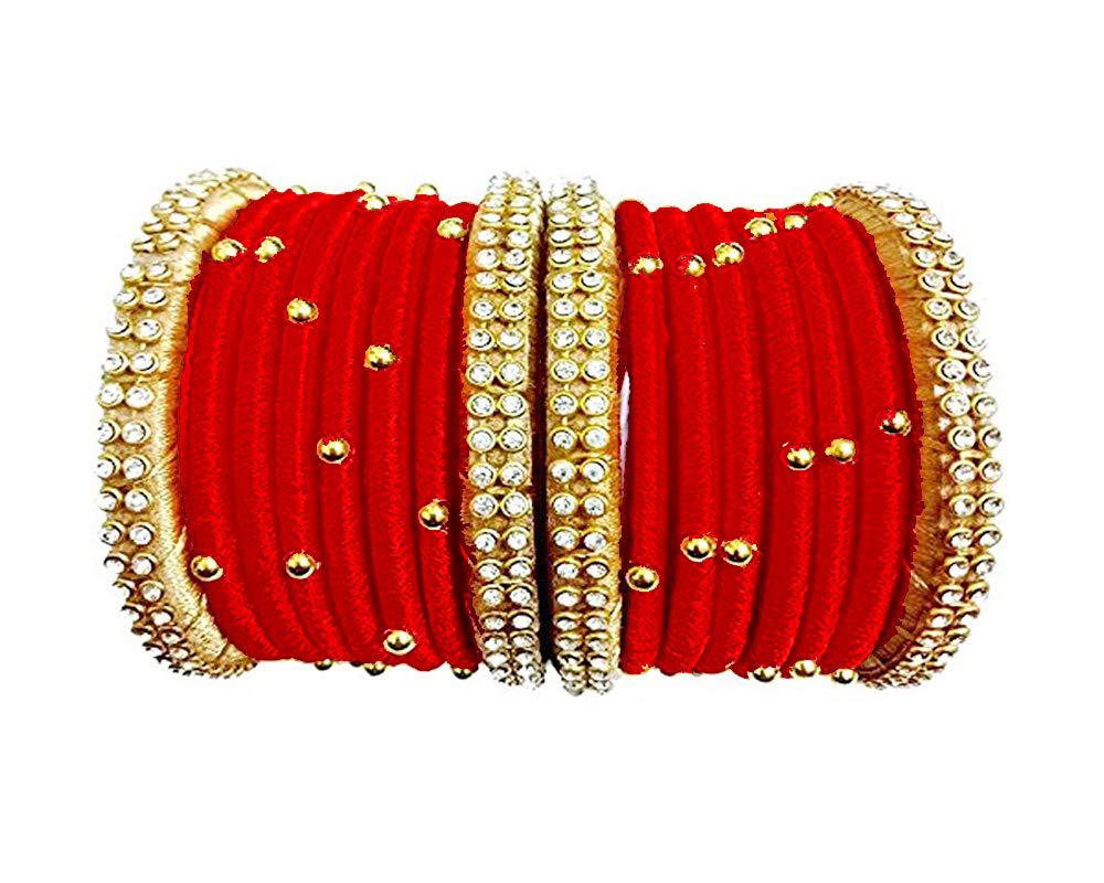 ANUSHA ENTERPRISES Handmade New Silk Thread Bangles Set of 16 Bangles New Model (Cherry red-Gold) (B0C2ZL6Y4L) Amazon Price History, Amazon Price Tracker