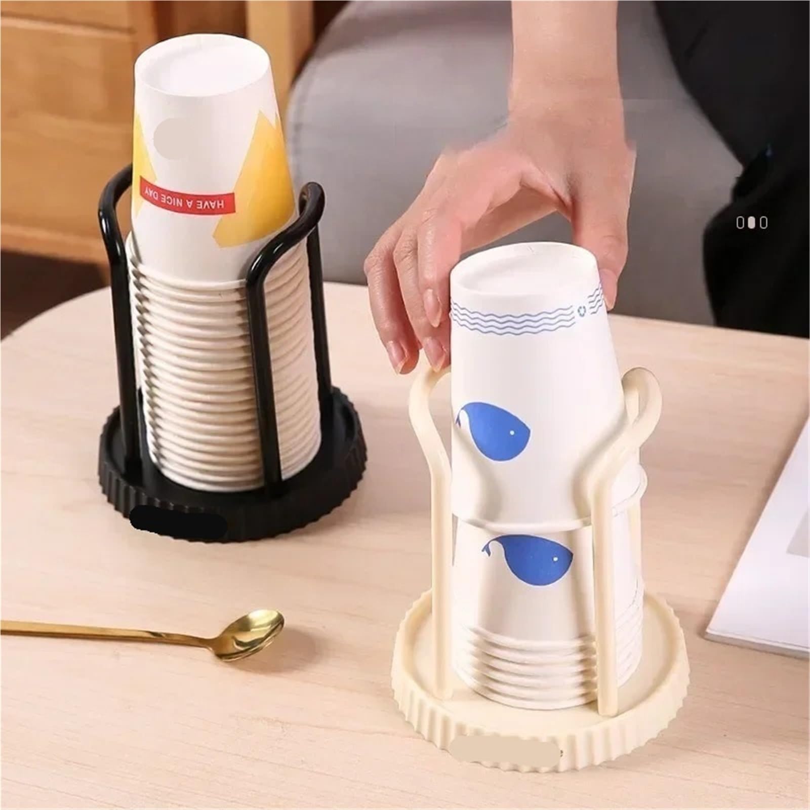 Pappbecher-Organisator 4 stücke Küche Papier Tasse Halter Einweg Tassen Picker Multifunktionale Desktop Tasse Lagerung Rack Haushalt Kaffee Tasse Halter for Hause(White)