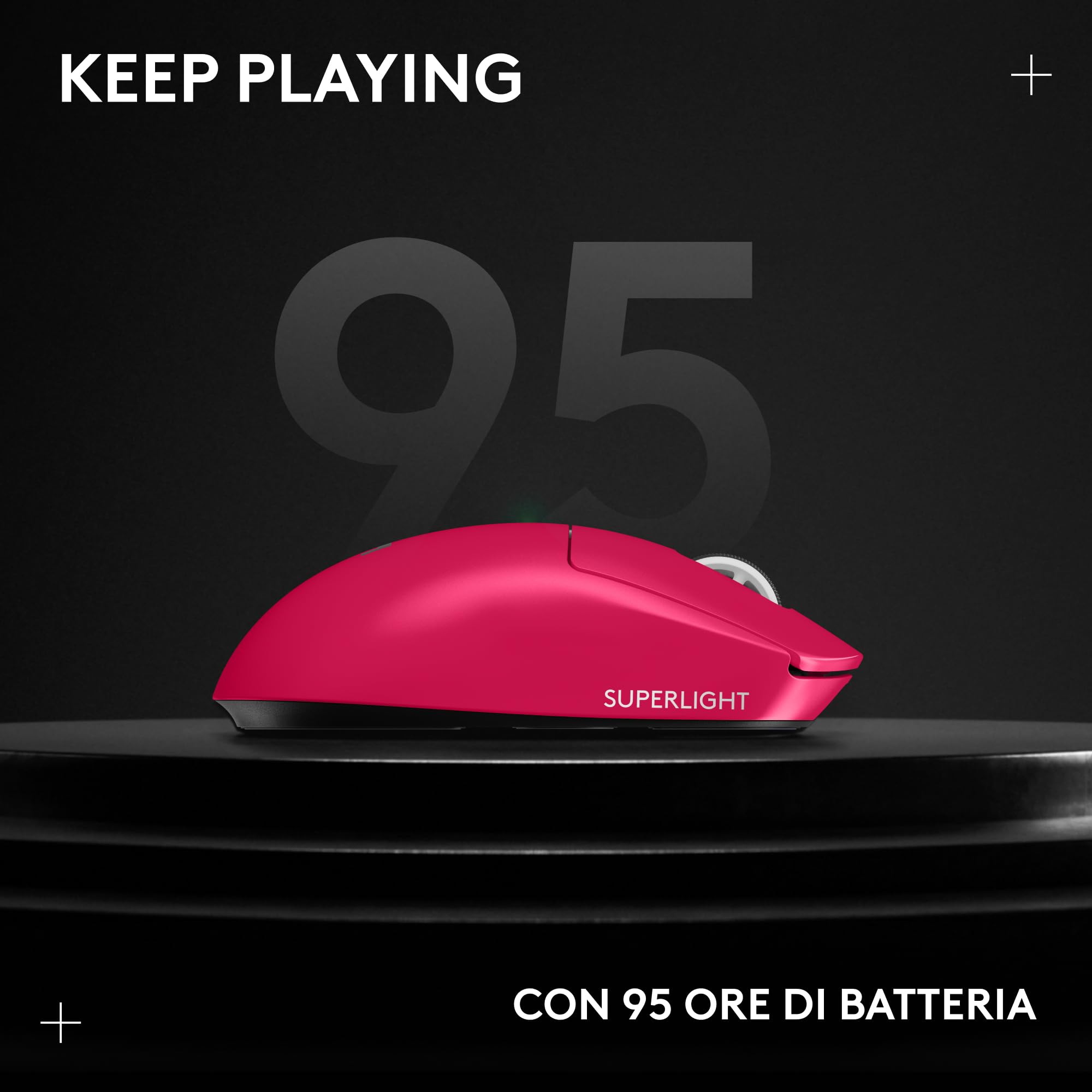 Logitech G PRO X SUPERLIGHT 2 LIGHTSPEED mouse gaming wireless, Versione Est Europa, aggiornamento 8K, leggero, 60g, HERO 2, 888 IPS, 44K DPI, 5 pulsanti programmabili, USB-C, PC e Mac - Rosa