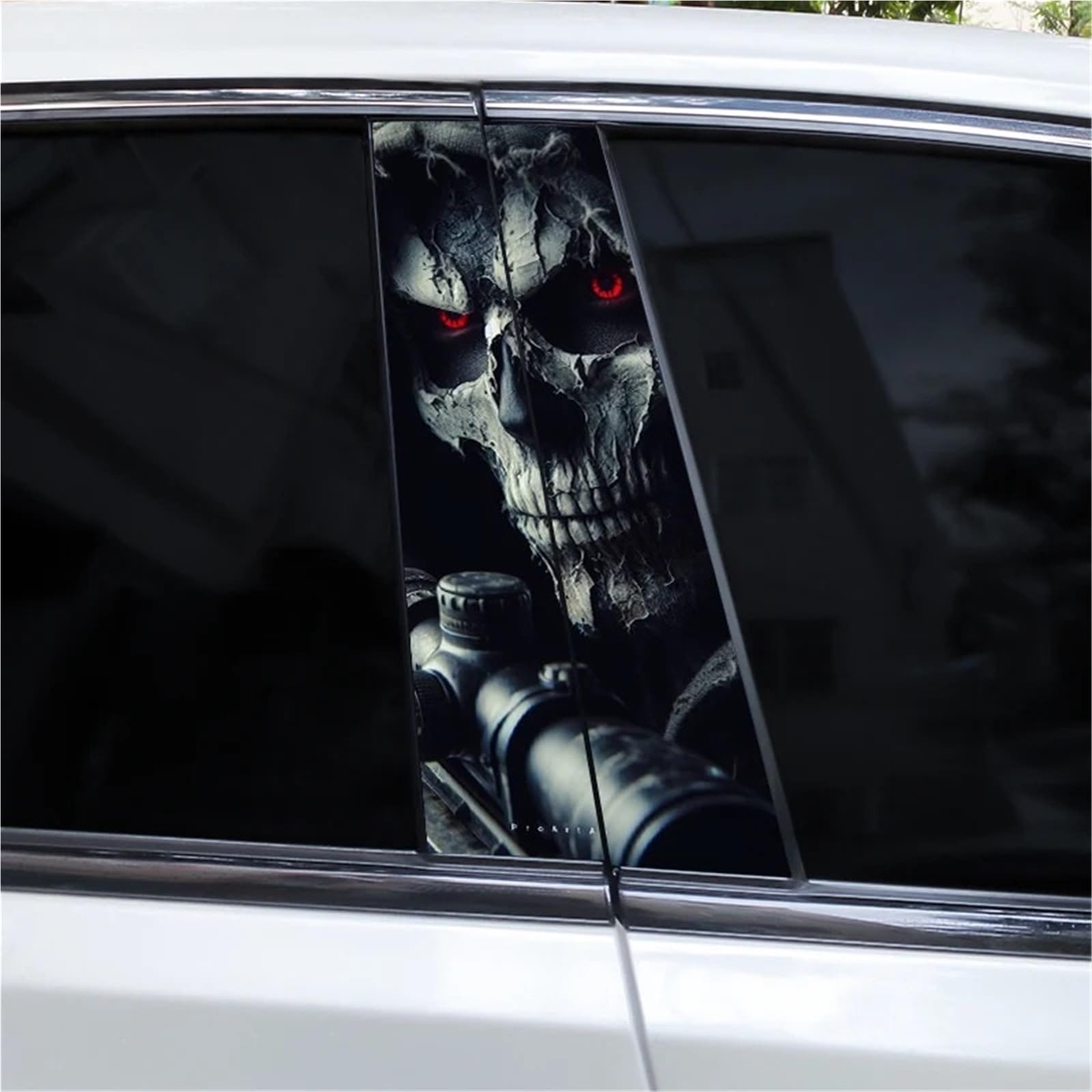 2pcs Skull Car Sticker Car B-Pillar Decal Vinyl Waterproof Decal DIY Modified Car Styling Car Door Pillar Sticker