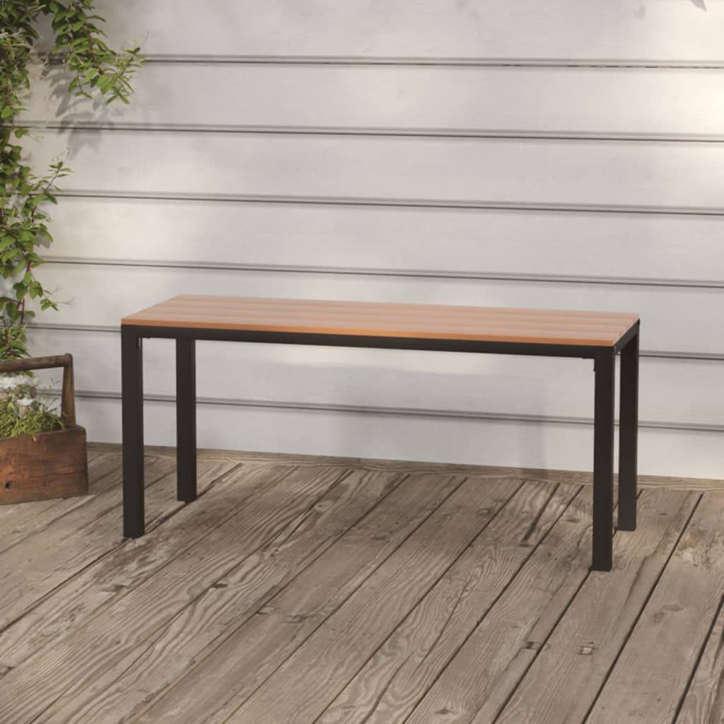 vidaXL Gartenbank Witterungsbeständig Sitzbank Parkbank Gartenmöbel Bank Balkonbank Terrassenbank Terrasse Garten Outdoor 110cm Stahl WPC Braun Schwarz