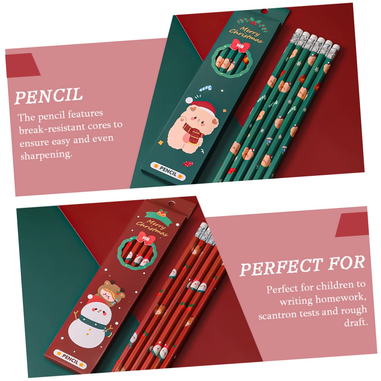 DOITOOL 120 Pièces Crayons Hb Bois Multi Fonctions avec Gomme Set Noël Garçon Fille Dessin Sketch