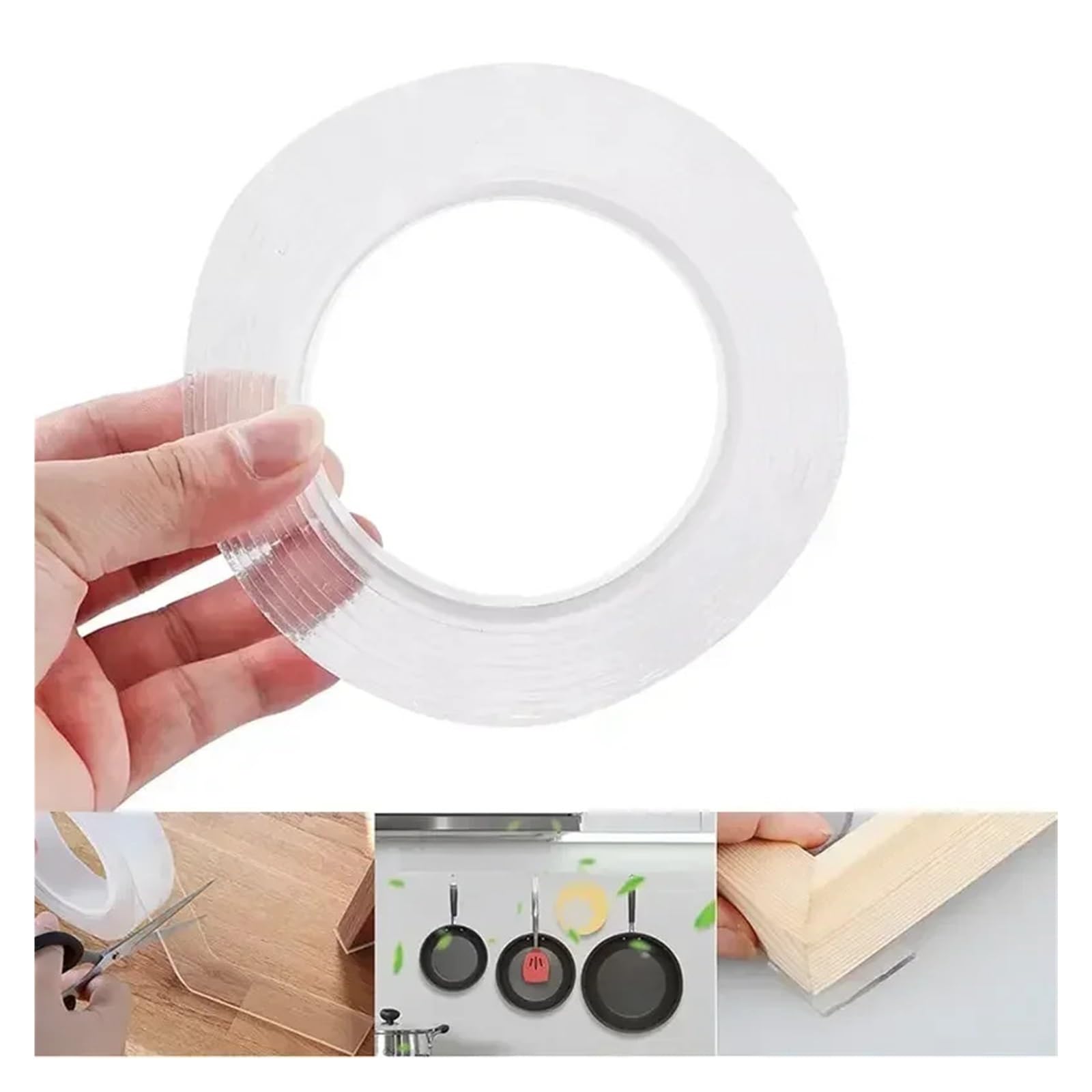 Nastro adesivo biadesivo trasparente, Adesivo da parete biadesivo in silicone for accessori da cucina for bagno 1M/2M/3M/5M(Width 2cm,2 meters)