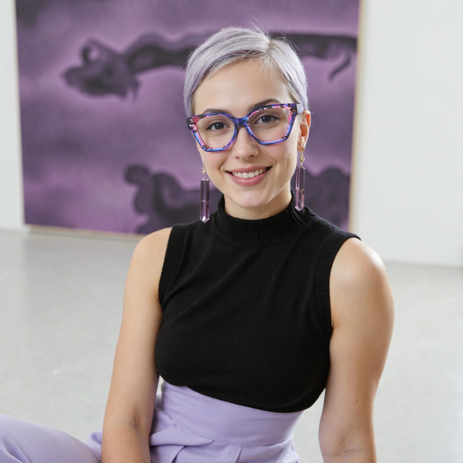 Katzenaugen-Lesebrille Designer, Brillen Blaulichtfilter Reading Glasses Stylische, Lesebrillen Azetat mit Eingravierten Details Cat-Eye Lesestärke für Damen & Herren
