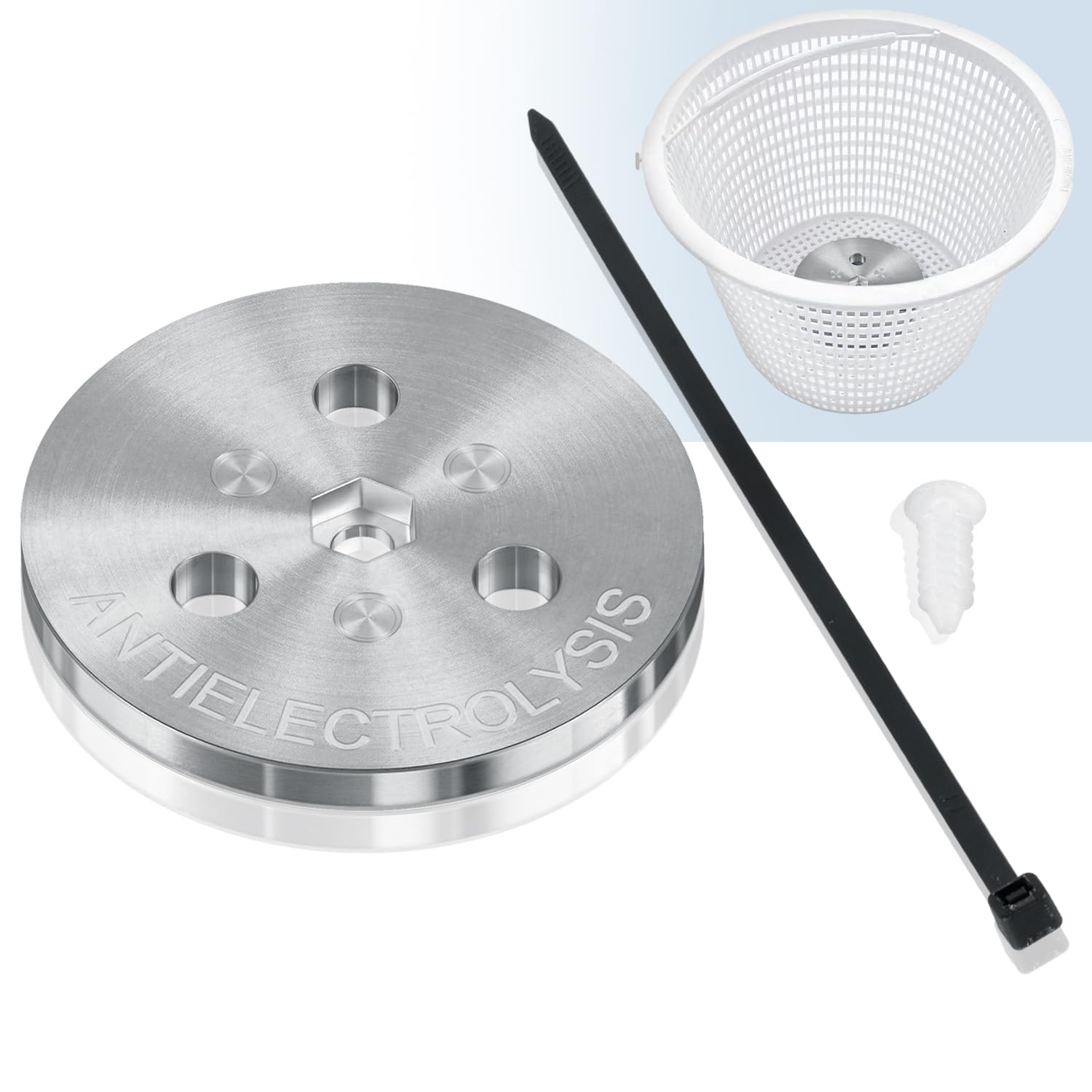 ZEZHIMI Zinc Anode Weight, Anti-Electrolysis Sacrificial Anode for Passive Cathodic Protection, Bolts Inside or Outside Skimmer Baskets for Swimming Pool