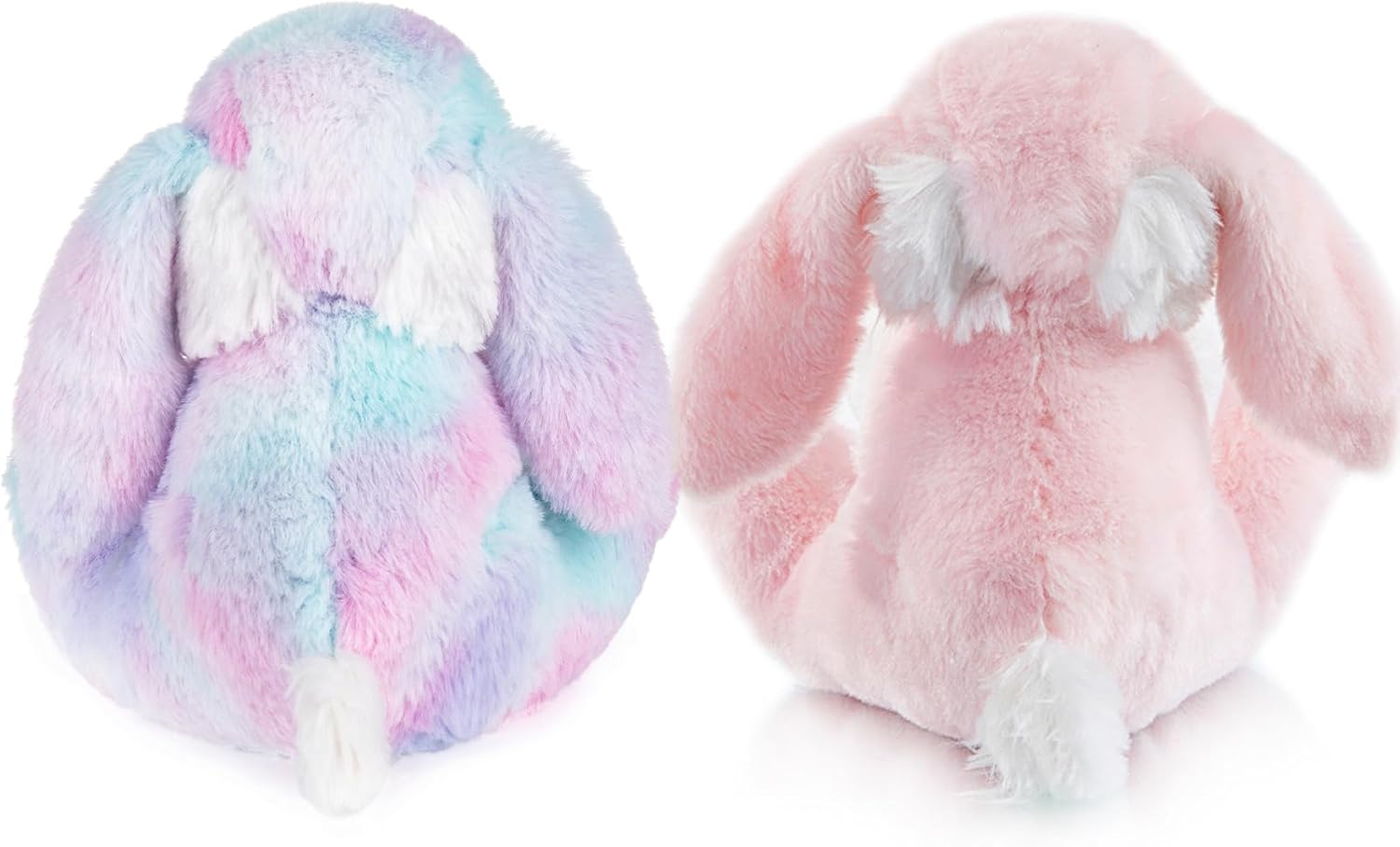 My OLi 2 Pack Easter Bunny Stuffed Animals 7 Inch Small Stuffed Bunny Soft Plush Rabbit Toys with Floppy Ears Bedtime Friend Soft Toy Easter Gifts for Kids Girls & Boys, Pink & Rainbow