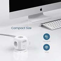 LENCENT 8az1-ben kocka elosztó 3 USB + Type-C porttal 2m vezetékkel - 2 m 6