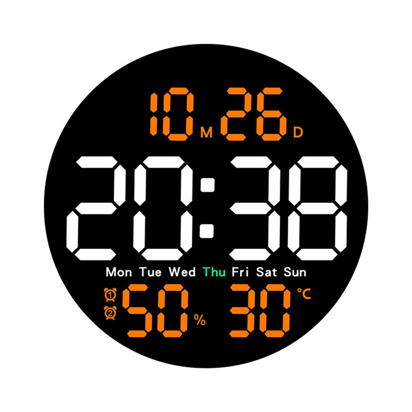 Tsophreniq Large Screen Digital Clock with Remote Controlled 10inch Led Wall with Alarms Timer Date Week Temperature Humidity Digital Wall