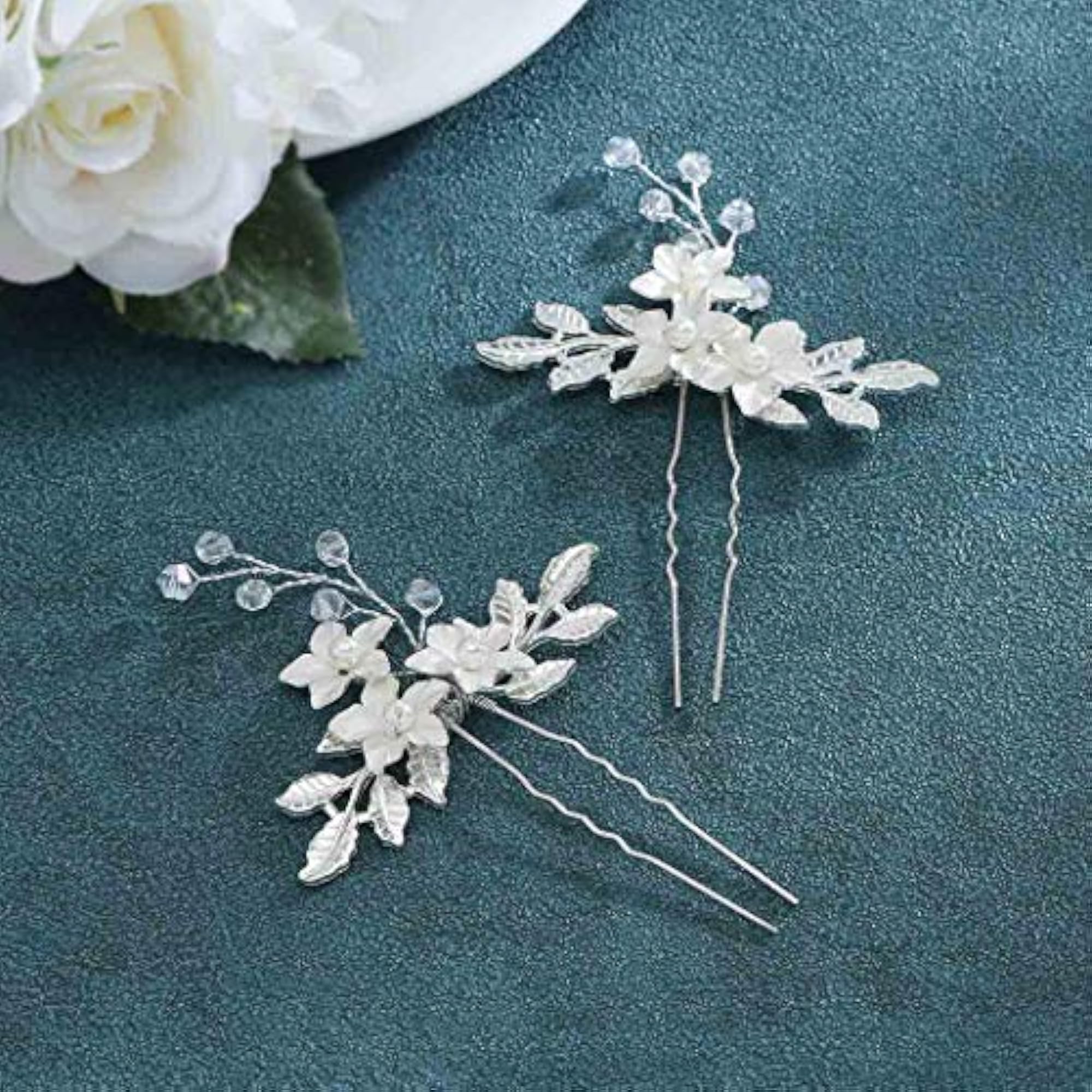 Flower Bride Wedding Hair Pins, Pearl Hair Accessories