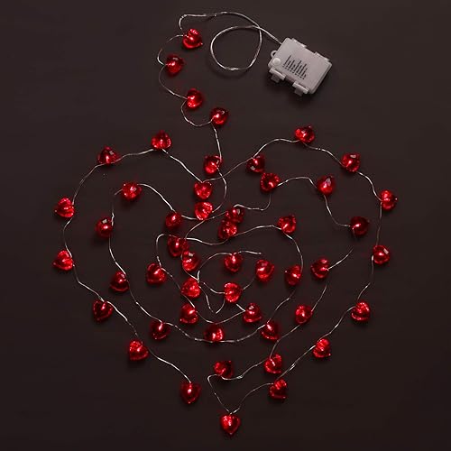 Miniatura 2 de Decoración para el día de San Valentín, 50 luces LED con corte de diamante, corazón rojo, centelleante, para bodas, citas, día de San Valentín,