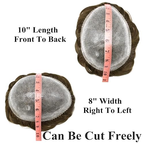 Miniatura 5 de Toupee - Sistema de reemplazo de cabello humano natural inyectado de piel de polietileno completo para hombre, peluca de poliuretano duradera de