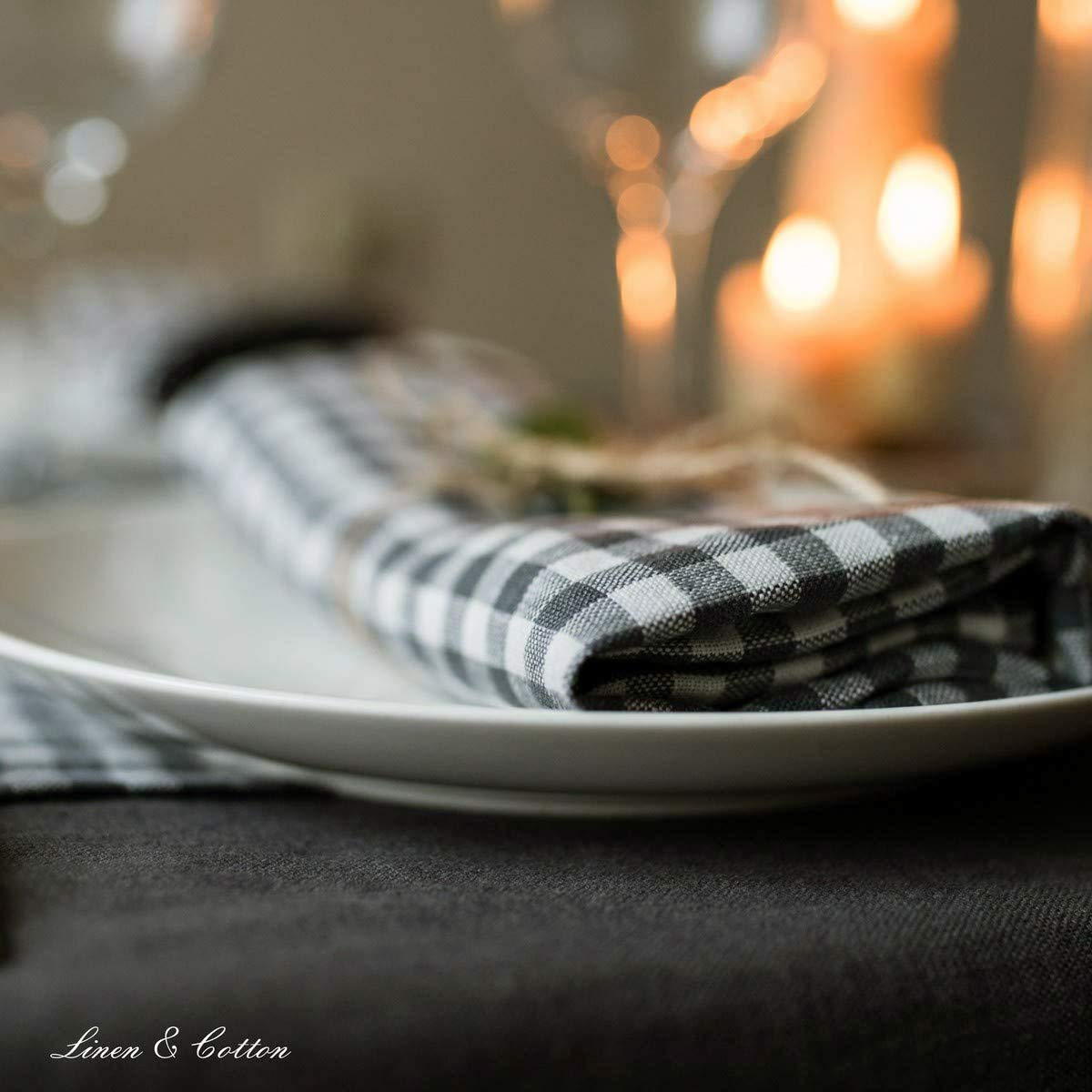 Linen & Cotton Obrus z materiału, obrus na stół, 100% len, szary (140 x 200 cm), odświętny, prostokątny, do domu, kuchni, jadalni, kawiarni, restauracji, hotelu, jako dekoracja na lato