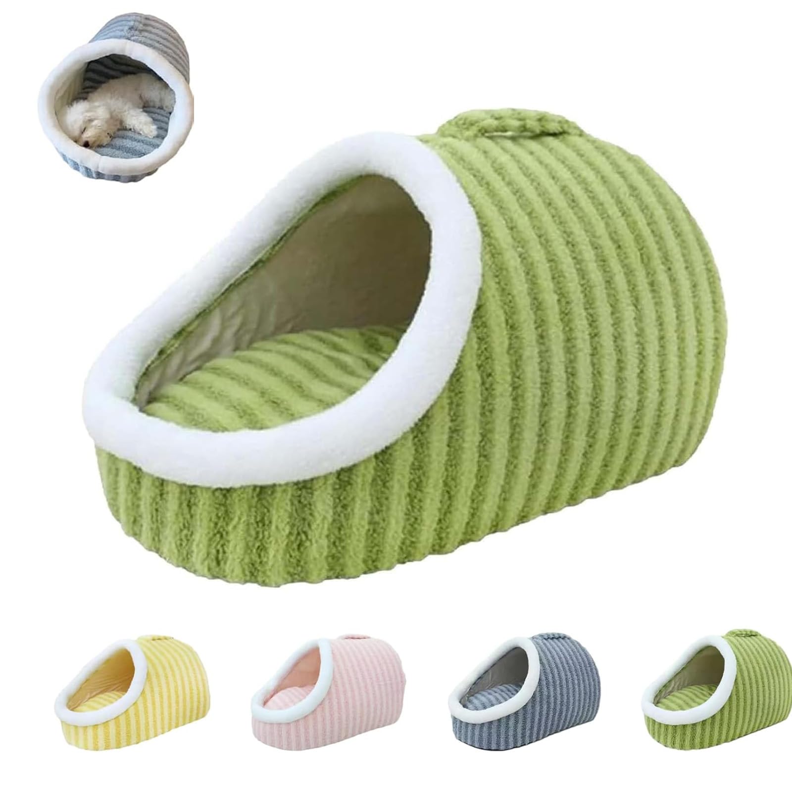 Cozy Dog Bed, Cozy Hideaway Pet Bed, Soft Warm Pet Slipper Cave Bed with Handles, Removable Cozy cave Dog Bed for Small Medium Large Dogs and Cats (Green,S)