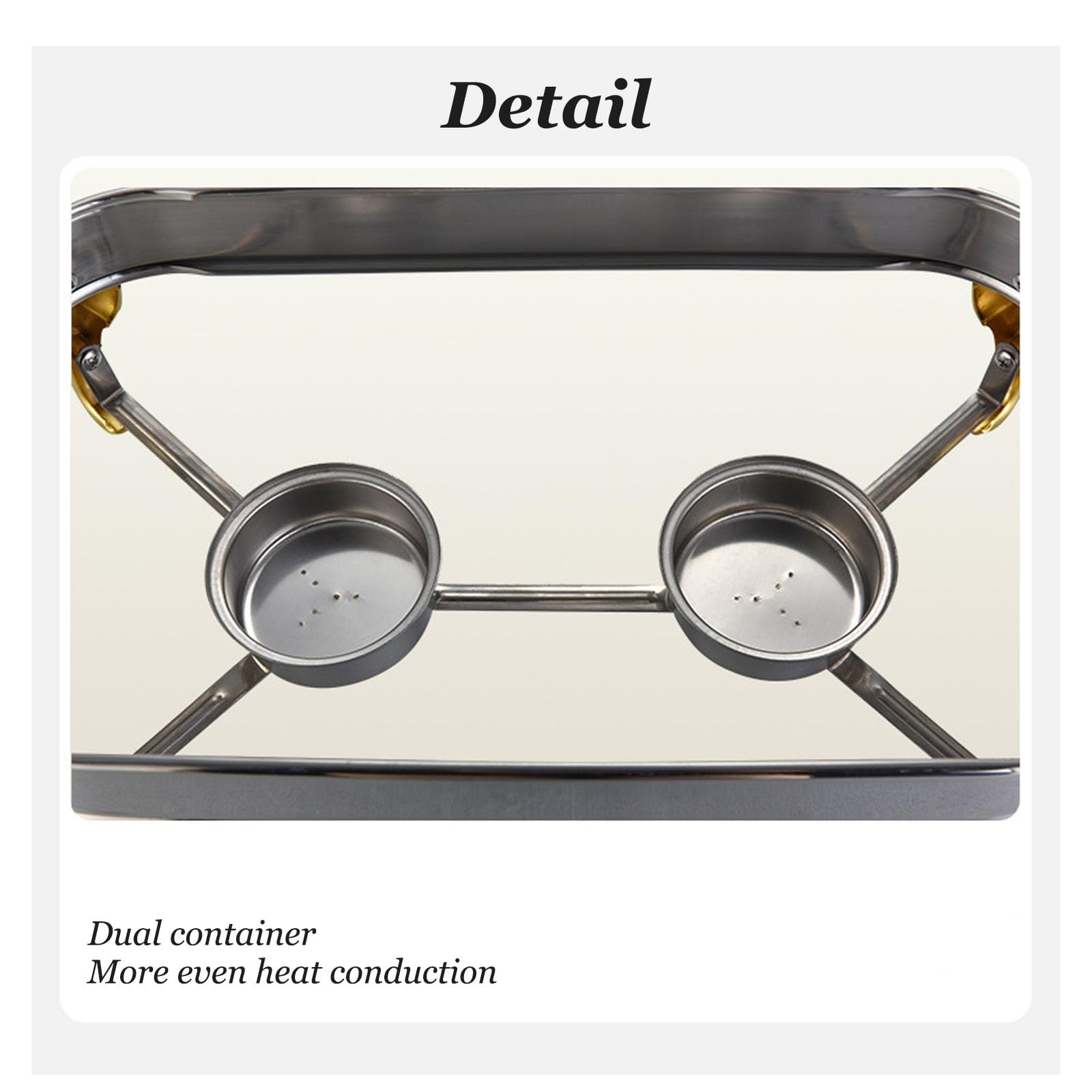 Buffet Chafing Dish, Edelstahl Warmhaltebehälter Thermostat-Töpfe Speisewärmer mit griff,Essenserwärmung für Catering Party Hochzeit Buffet(Gold,2.4L)
