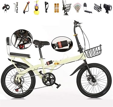 20 inch 6 Speed Mini Compact Bike Students Office Workers Urban Commuter Bicycle Lightweight Medium High-Tensile Streamlined Frame Bicycle Quickly Fold Travel Bike