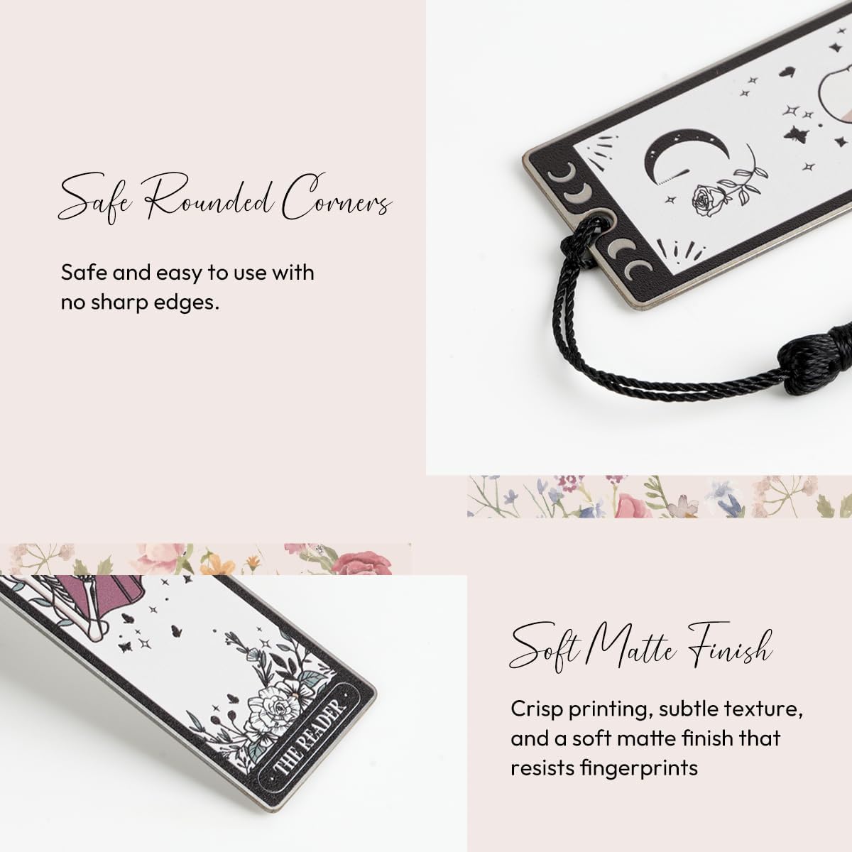 Kaciola Funny Bookmarks for Women, Halloween Skeleton Tarot Metal Bookmark with a Tassle, Funny Skull Book Markers Gifts for Women Men Booklover, Christmas Birthday Book Gifts for Adults Reading - Image 6