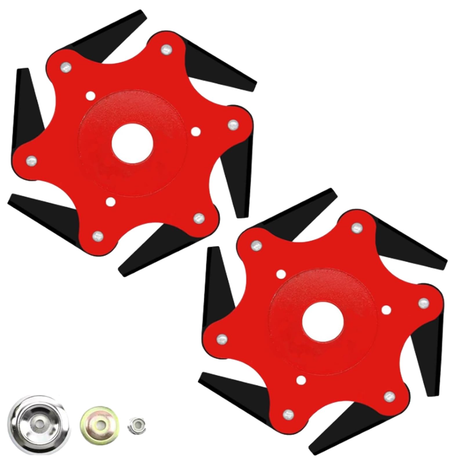 Universal 6-Steel Razors Trimmer Head-Enhanced Edition, 2024 New Weed Eater Blades for String Trimmers, Grass Trimmer Head Replacement with Universal Adapter Kit (2pcs)