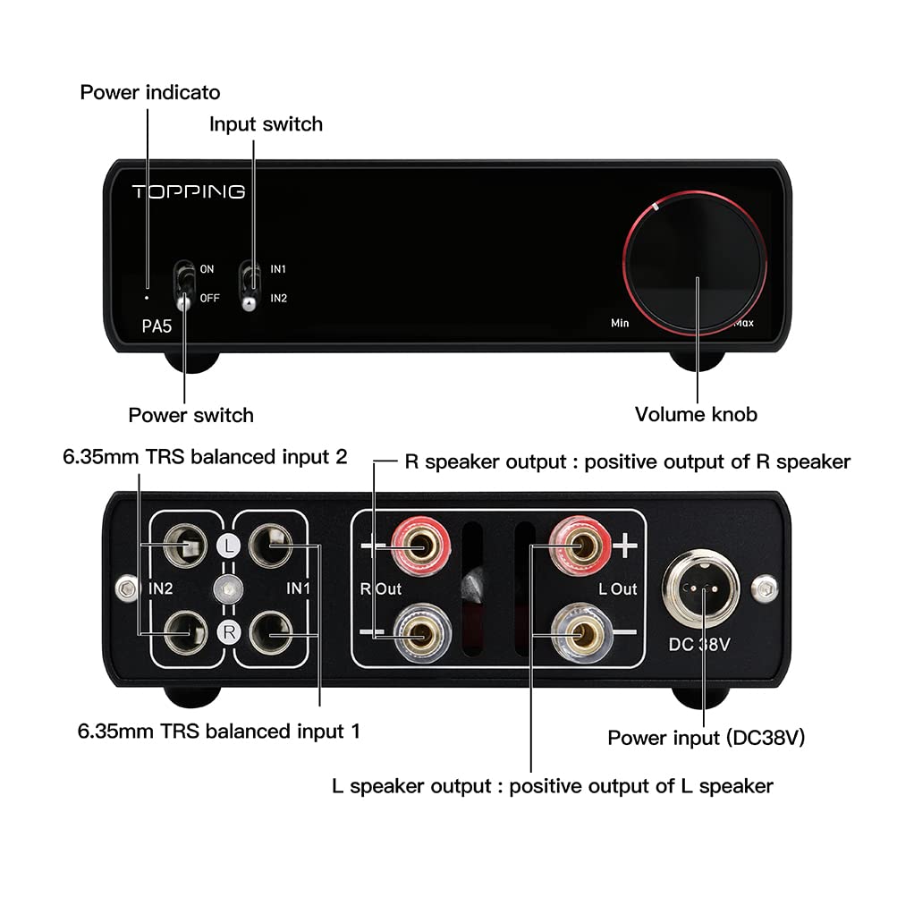 Buy Topping PA5 Fully Balanced Power Amplifer 140w×2 TRS×2 Input Speaker Terminal Output Class D