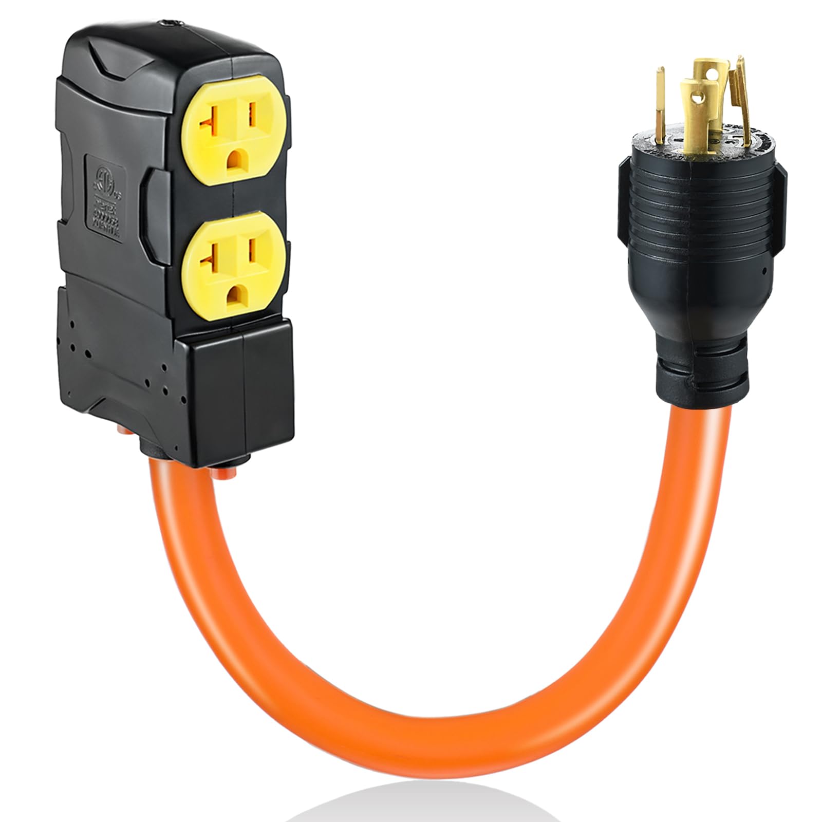 SURIEEN NEMA L14-30P to 4X 5-20R/5-15R Generator Welder Adapter Plug Cord 1.5FT, 4 Prong to 3 Prong Generator Adapter 125/250V, Heavy Duty Welder