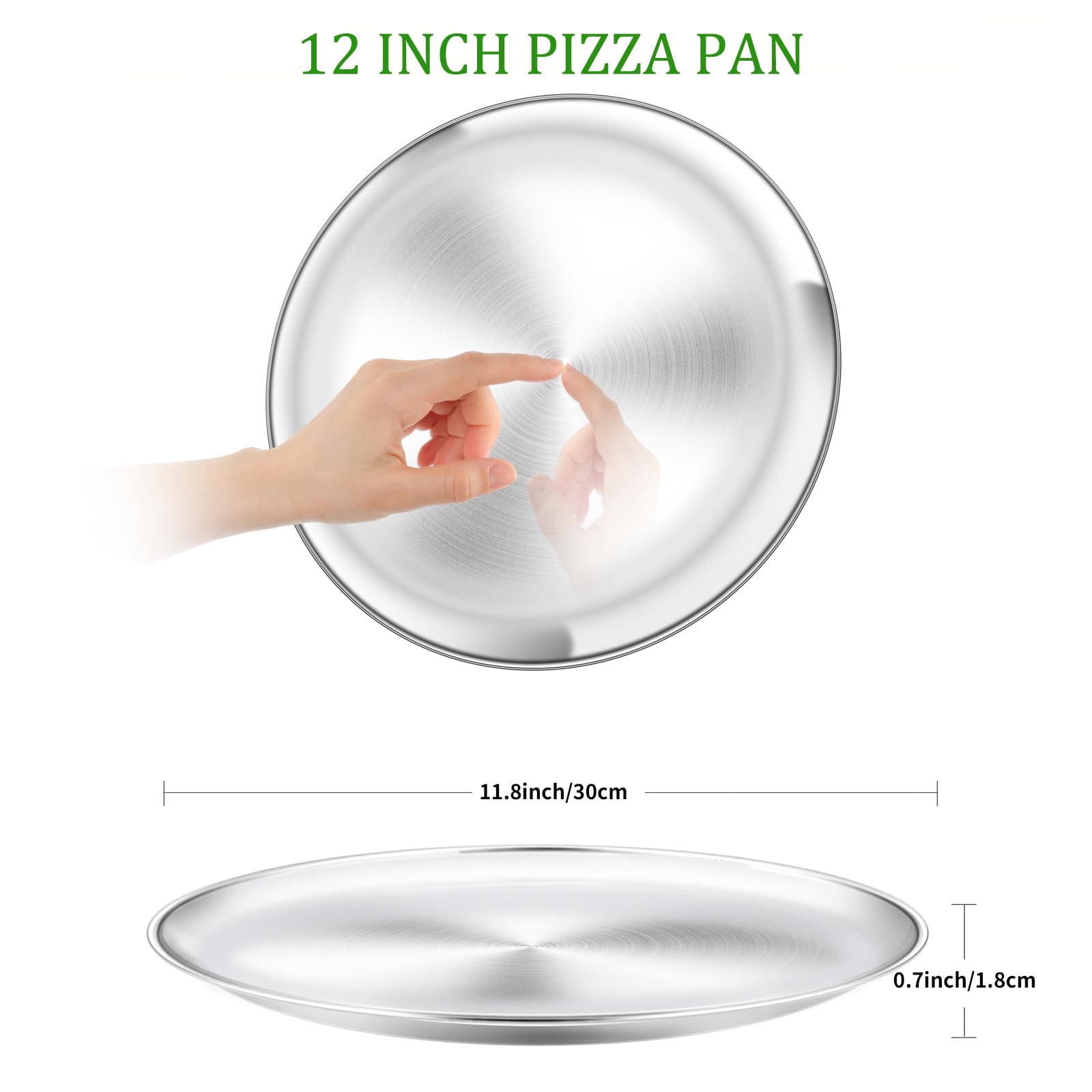 Yododo Zestaw 3 patelni do pizzy, ze stali nierdzewnej, okrągły talerz do pizzy do pieczenia w piekarniku, zdrowa metalowa patelnia do pieczenia pizzy, do piekarnika, rozmiar 30 cm